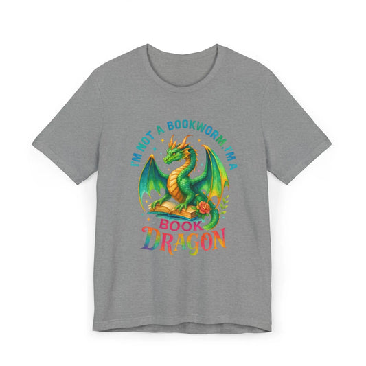 Book Dragon Graphic Tee: Literary Humor Shirt for Book Lovers Rainbow Chaos Art Studio