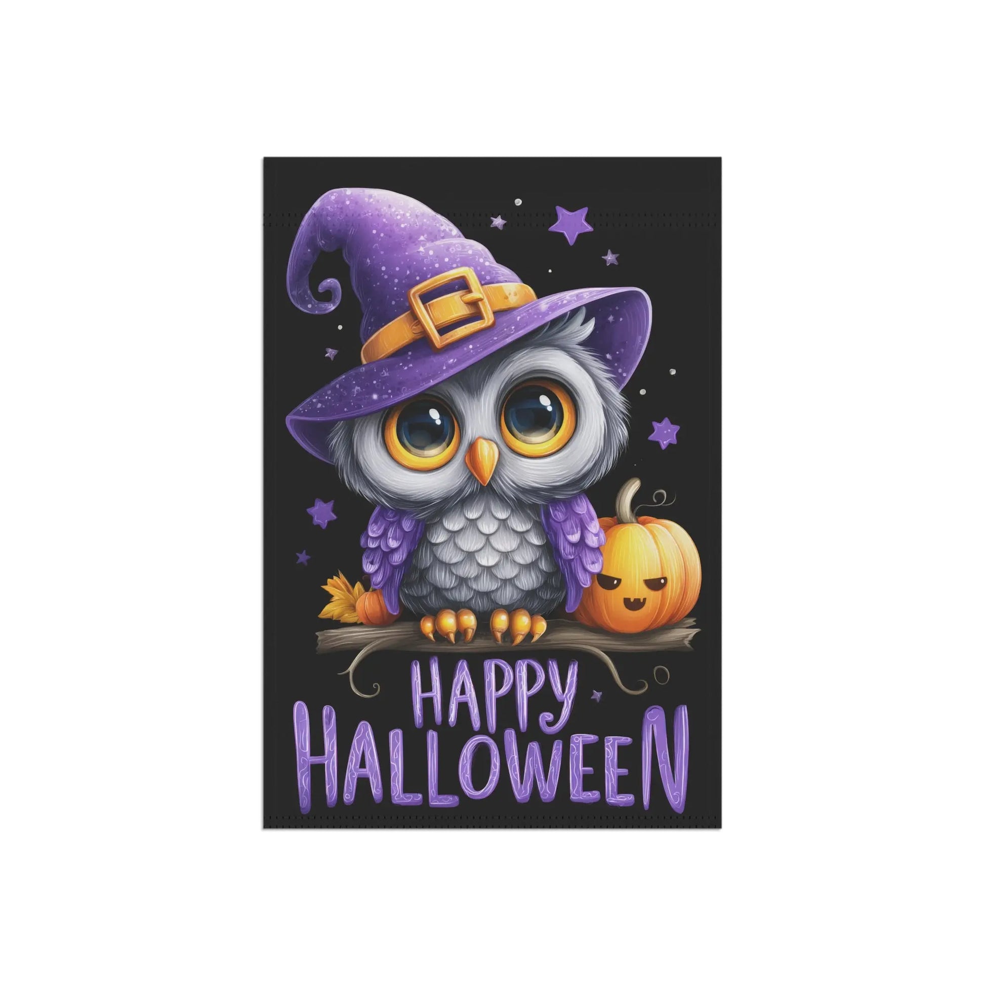 Halloween Garden Banner, Cute Owl with Pumpkin Decoration, Seasonal Home Decor for Fall, Outdoor Halloween Flag, Festive Yard Sign Printify