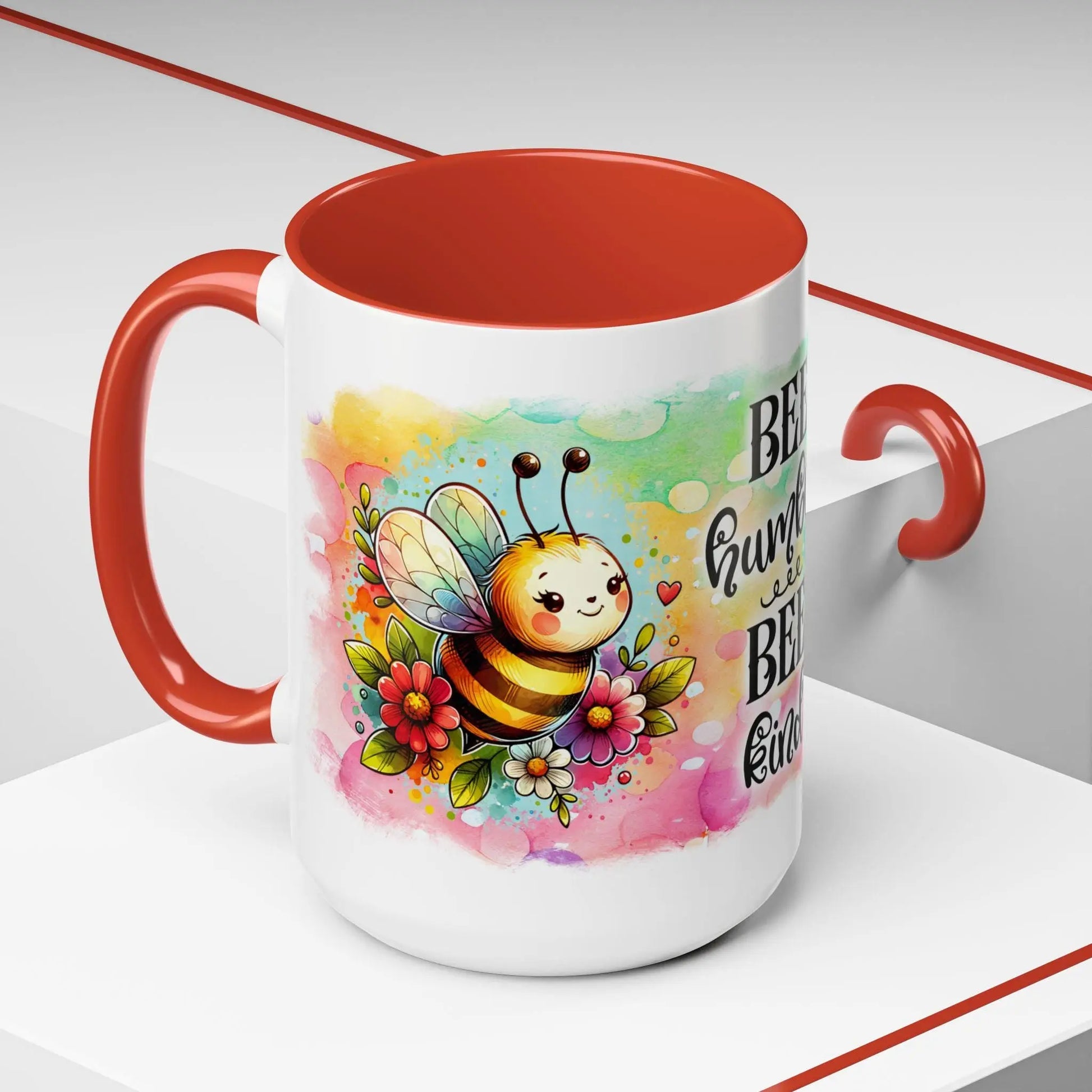 Bee Kind Coffee Mug: Colorful Ceramic Bee Lover Gift Rainbow Chaos Art Studio