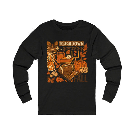 Autumn Game Day Long Sleeve Tee: Cozy Unisex Football Shirt Rainbow Chaos Art Studio
