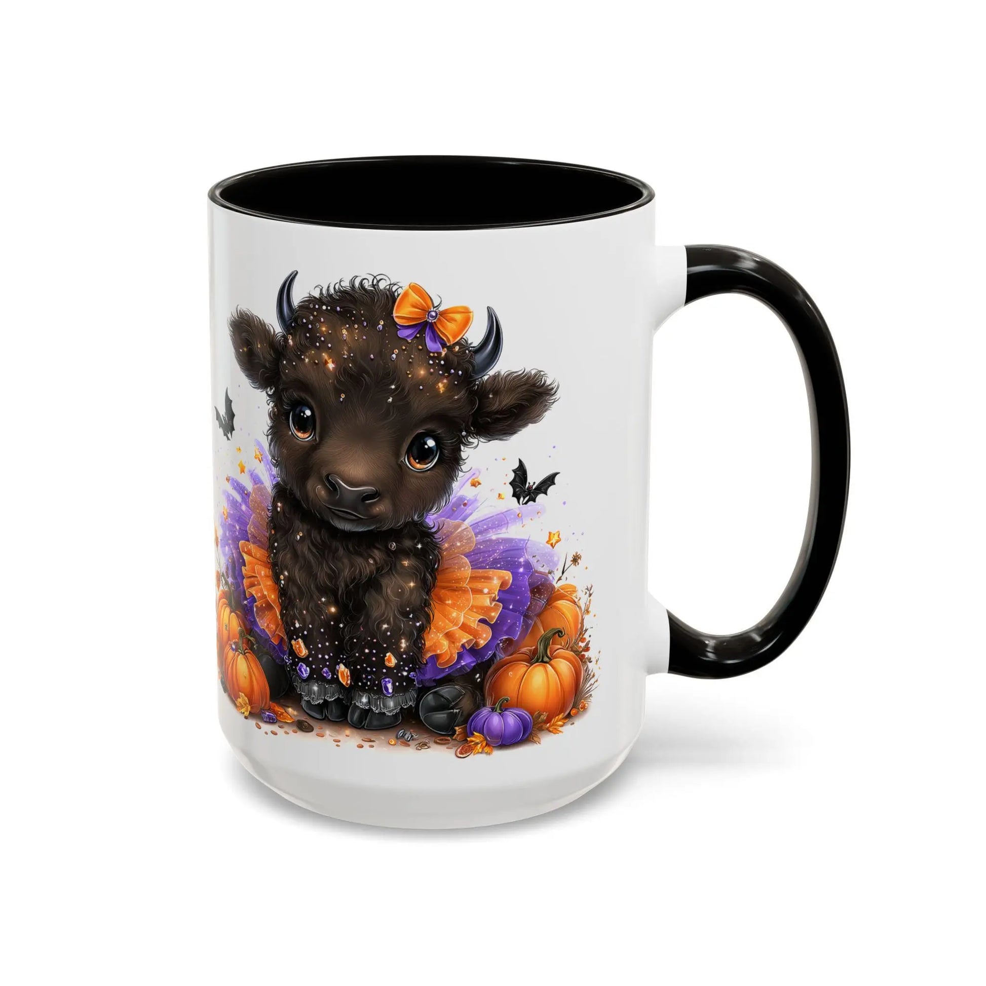 Autumn Cow Mug: Colorful Farmhouse Decor, Thanksgiving Gift Rainbow Chaos Art Studio