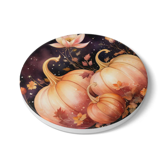 Fall Pumpkin Ceramic Coaster: Rustic Autumn Decor Rainbow Chaos Art Studio
