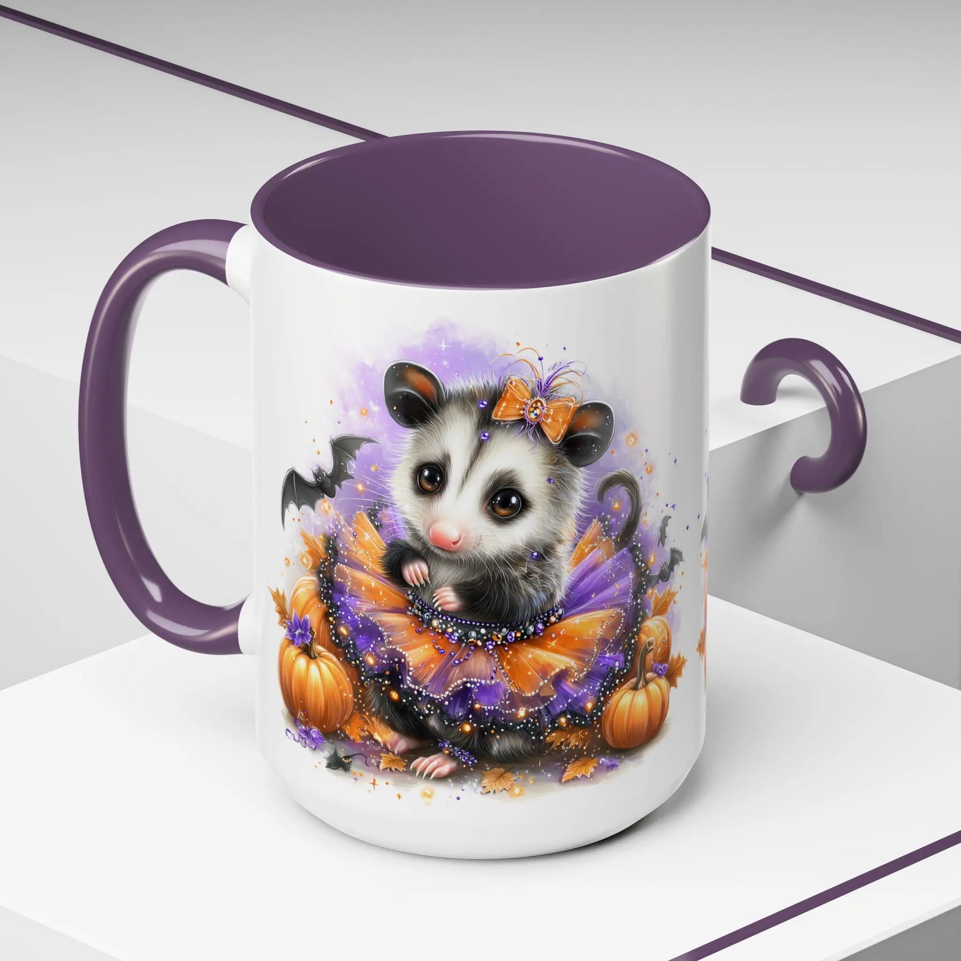Halloween Possum Coffee Mug, Cute Seasonal Mug, Animal Lover Gift, Pumpkin Mug, Fall Decor, Cozy Drinkware Rainbow Chaos Art Studio