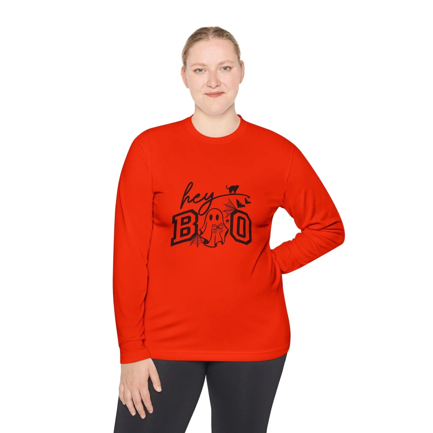 Halloween Ghost Long Sleeve Tee: Spooky Season Polyester Shirt Rainbow Chaos Art Studio