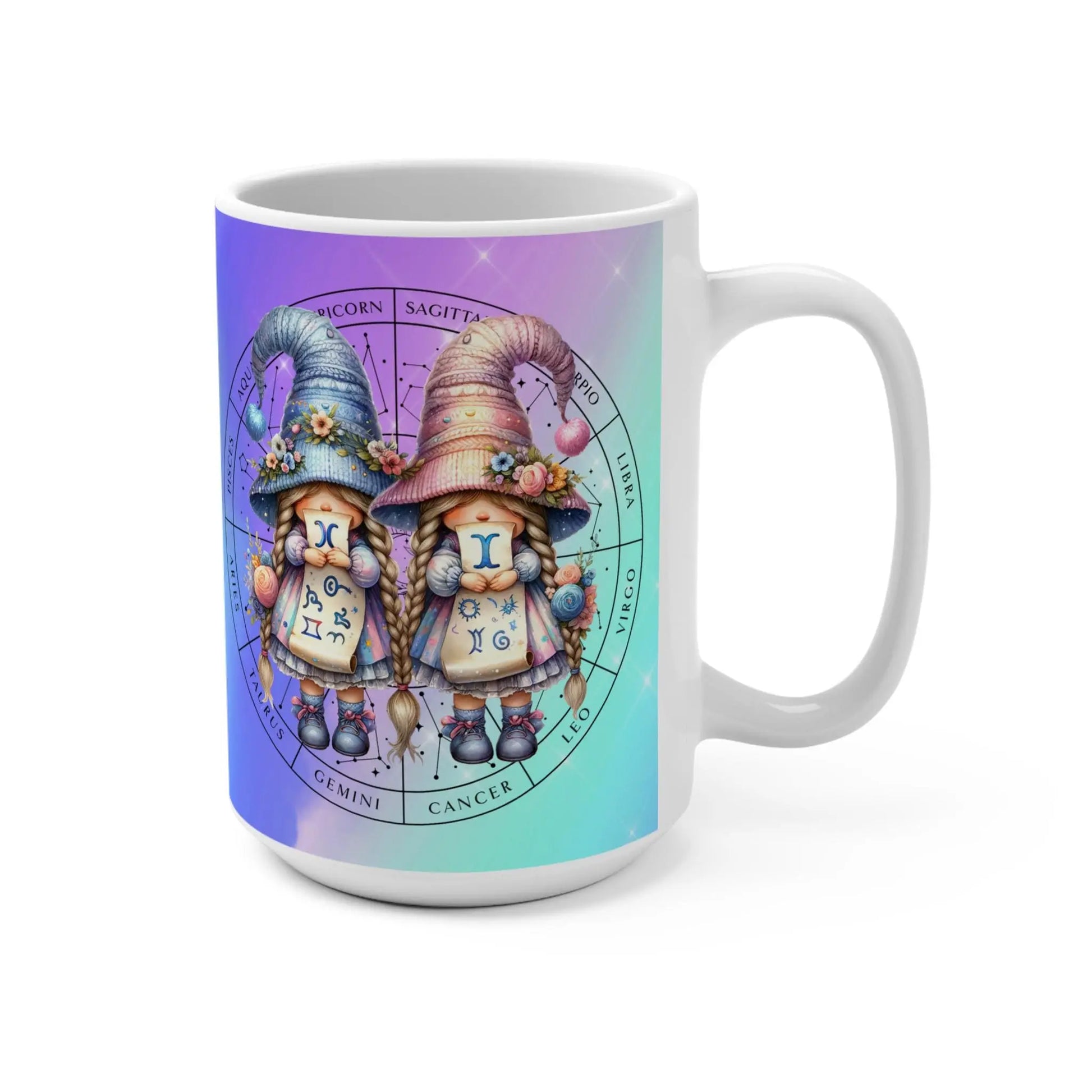 GEMINI - Zodiac Gnome Mug, Gemini, Cute Coffee Cup, Horoscope Tea Mug, Unique Gift Idea, Birthday Present, Astrology Drinkware Rainbow Chaos Art Studio