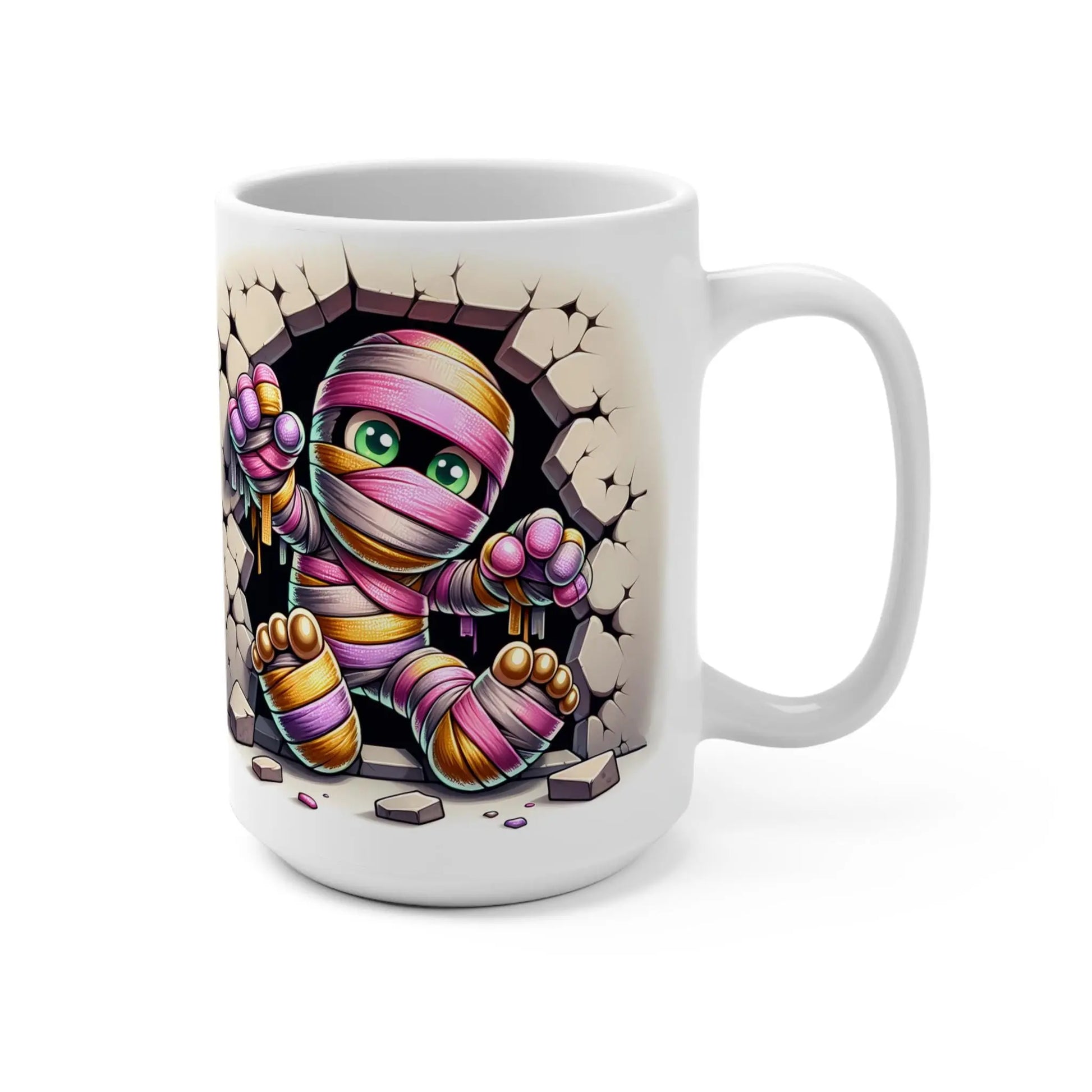 Cute Mummy Halloween Mug, Fun Coffee Cup, Halloween Gift, Unique Kitchen Decor, Vibrant Artwork, Birthday Gift Rainbow Chaos Art Studio