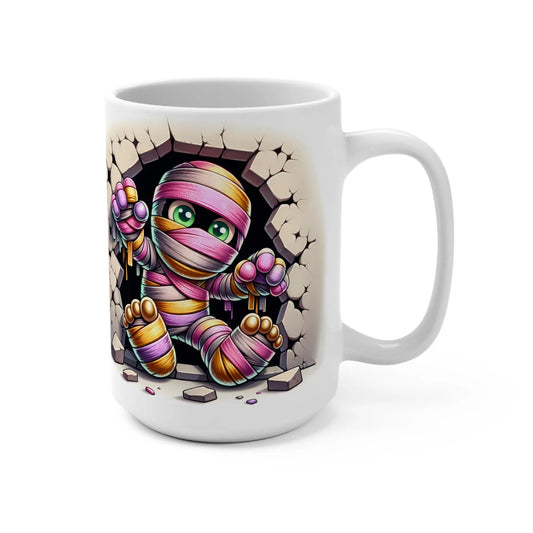 Cute Mummy Halloween Mug, Fun Coffee Cup, Halloween Gift, Unique Kitchen Decor, Vibrant Artwork, Birthday Gift Rainbow Chaos Art Studio