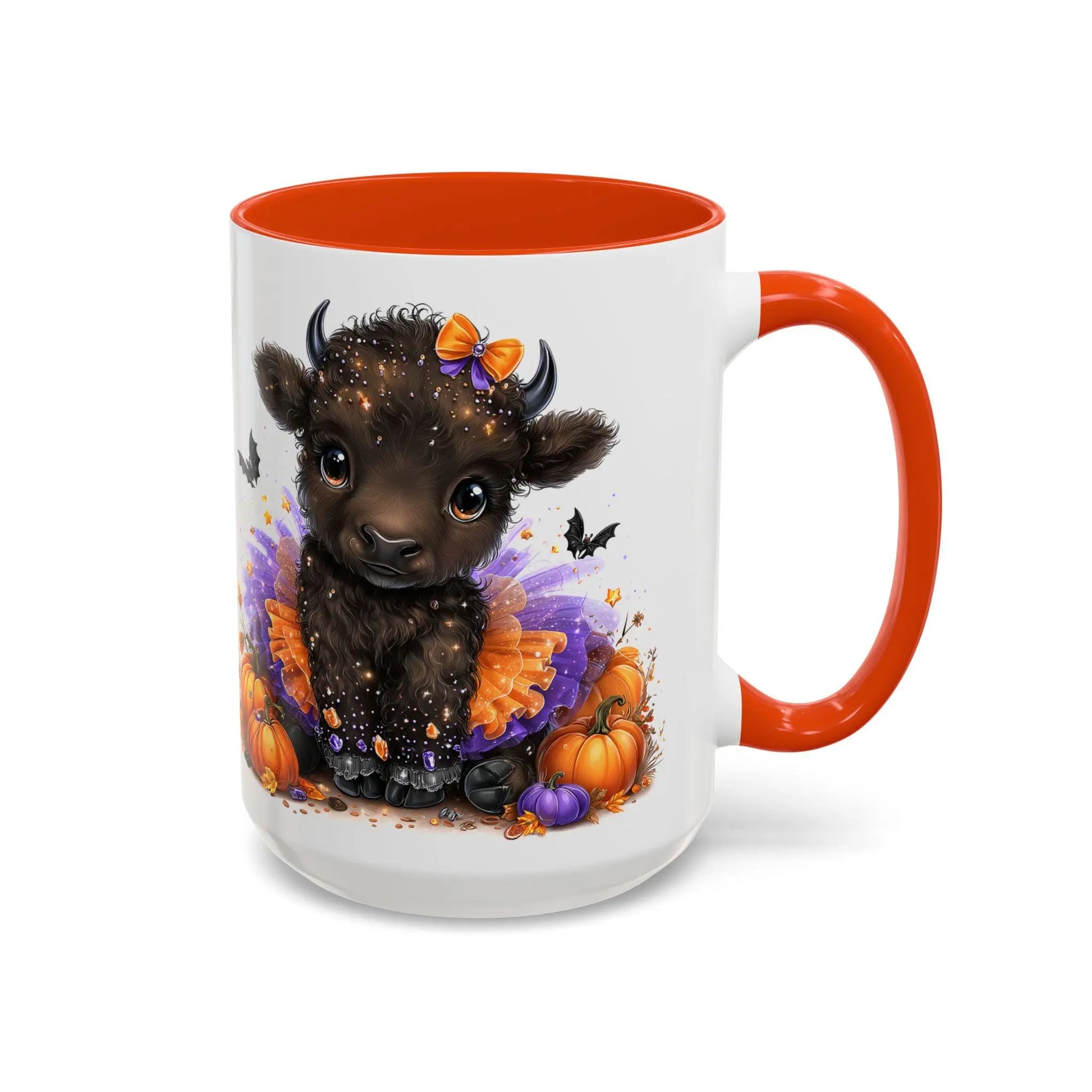 Autumn Cow Mug: Colorful Farmhouse Decor, Thanksgiving Gift Rainbow Chaos Art Studio