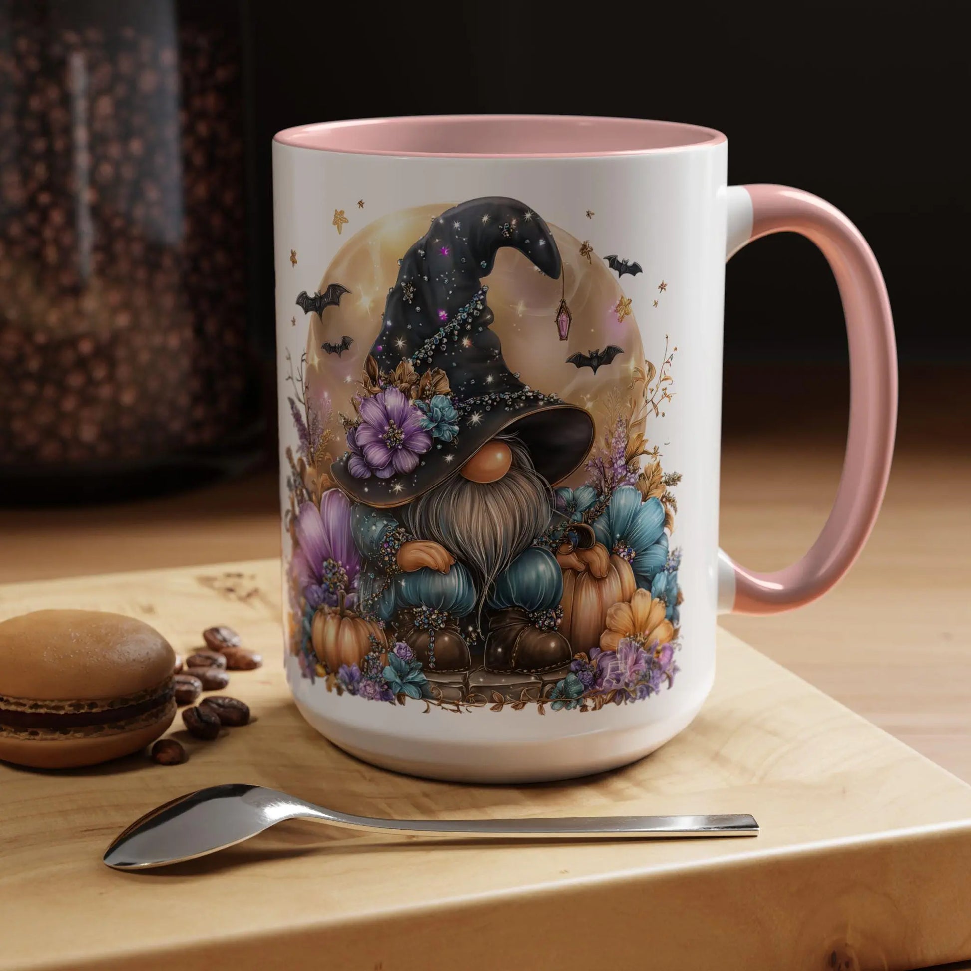 Halloween Gnome Coffee Mug: Ceramic Accent Cup, Festive Drinkware Rainbow Chaos Art Studio