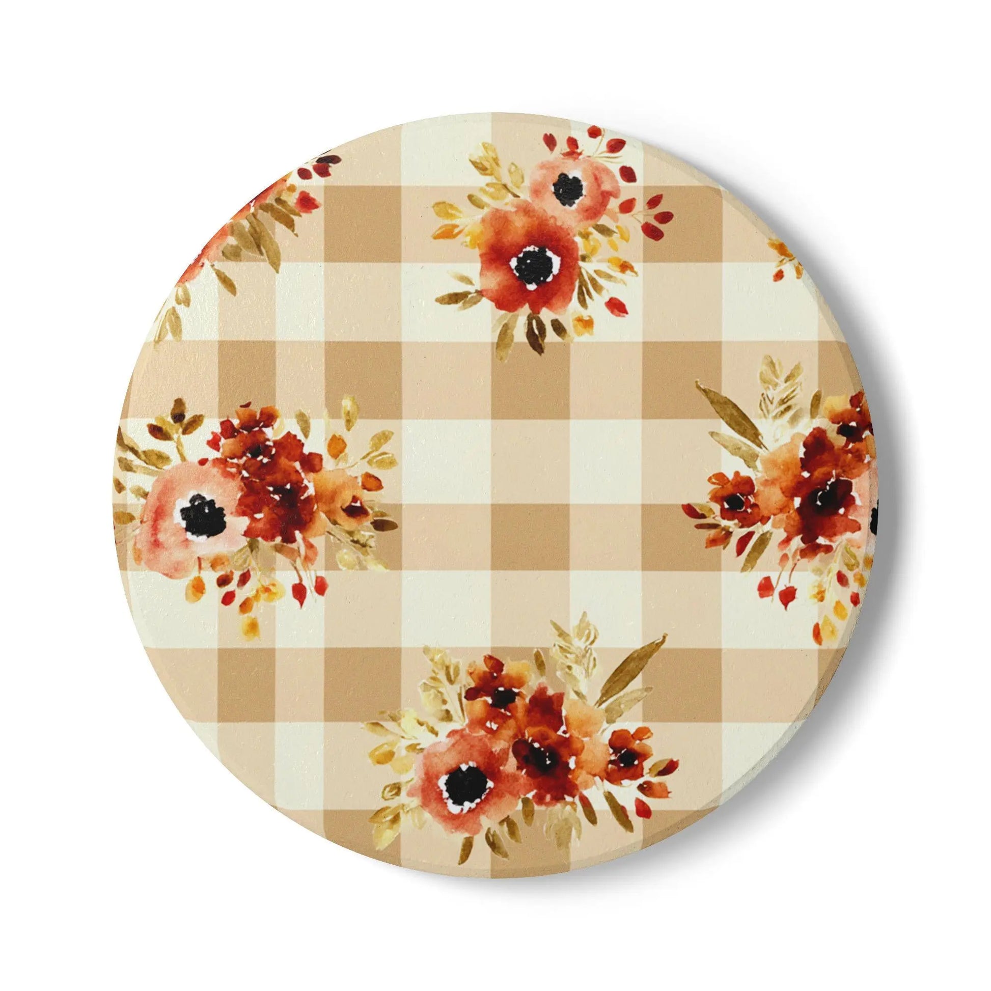 Floral Ceramic Coaster Set: Rustic Table Decor Rainbow Chaos Art Studio