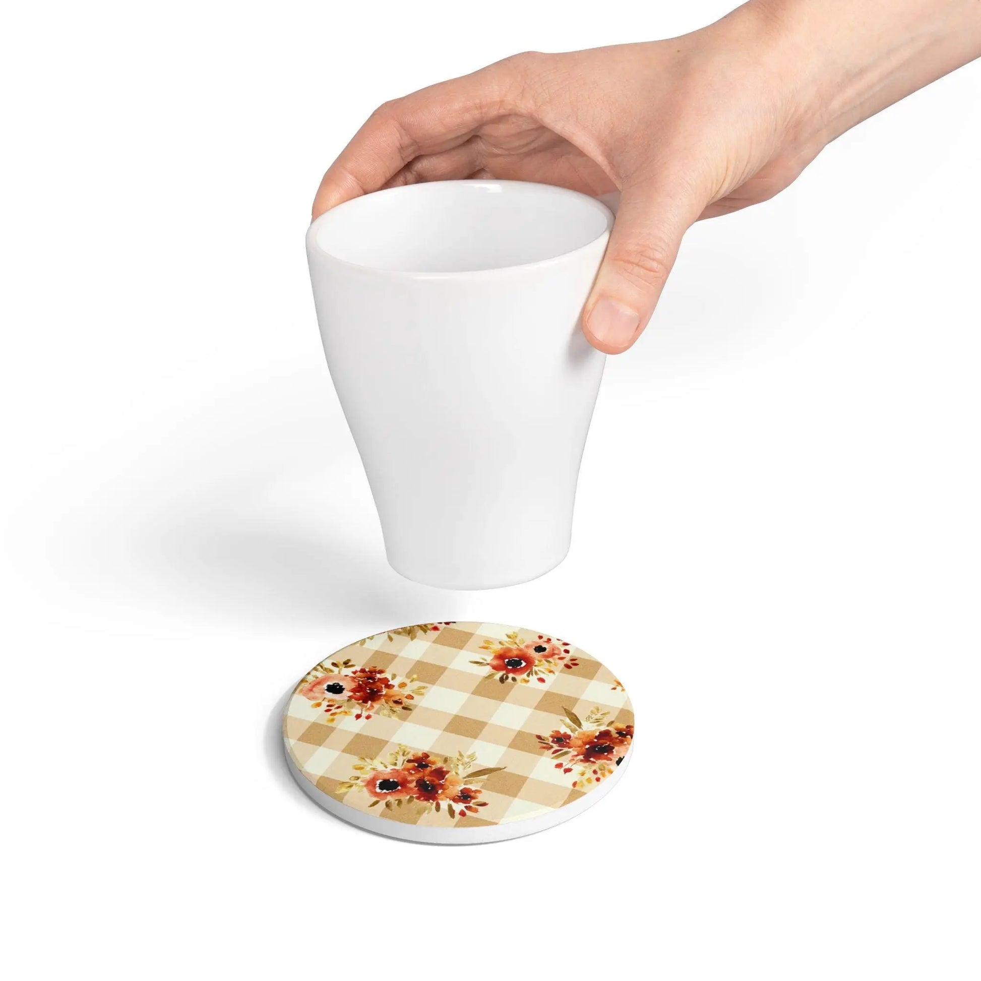 Floral Ceramic Coaster Set: Rustic Table Decor Rainbow Chaos Art Studio