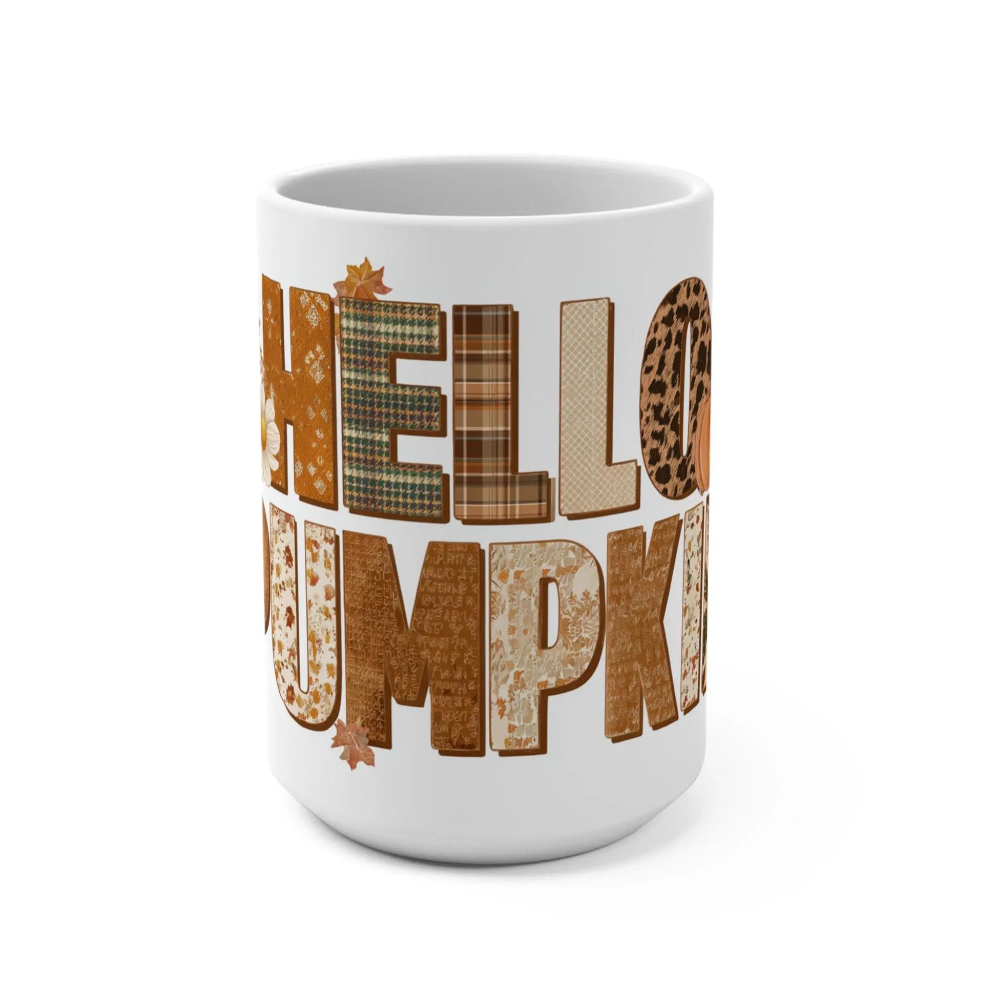 Hello Pumpkin Fall Mug: Autumn Coffee Cup, Thanksgiving Gift Rainbow Chaos Art Studio