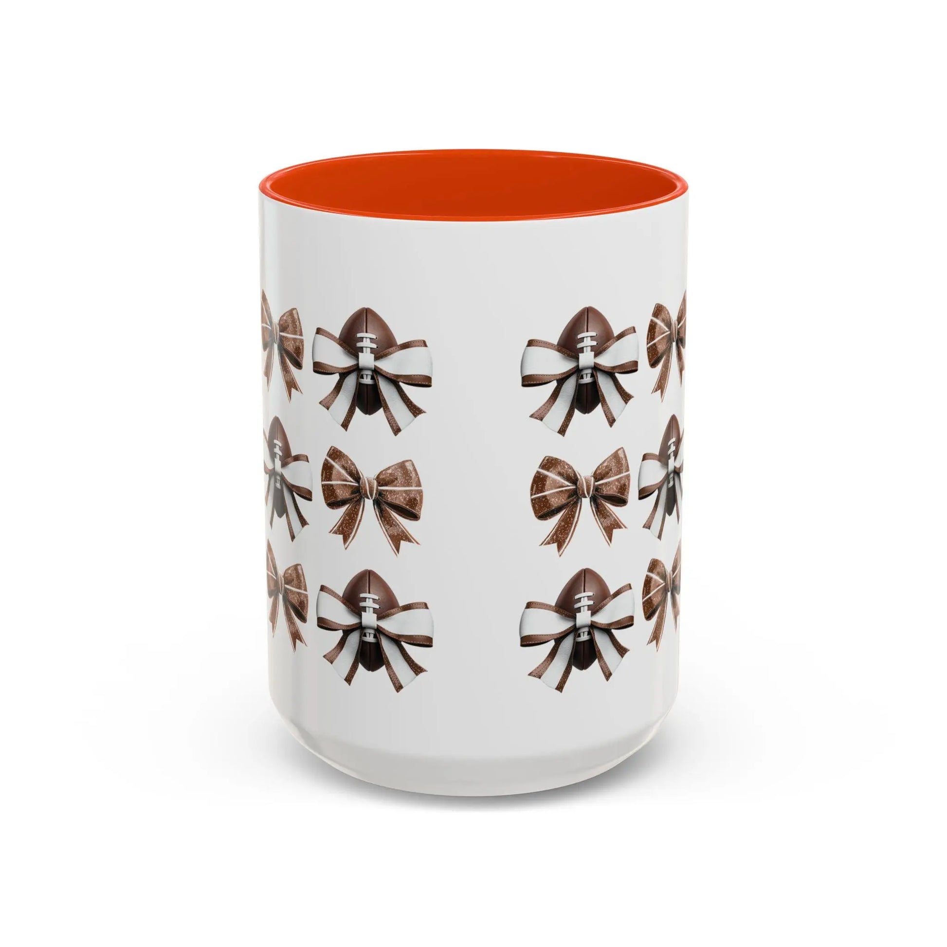 Football Bow Mugs | Elegant Coffee Cup, Gift for Her, Home Decor, Birthday Gifts | 11 oz & 15 oz Rainbow Chaos Art Studio