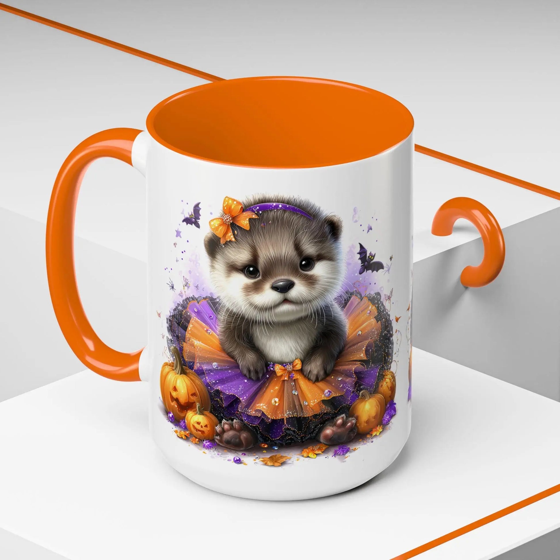 Halloween Cutie Otter Coffee Mug, Cute Animal Mug, Fall Decor, Holiday Drinkware, Halloween Gifts for Kids Rainbow Chaos Art Studio