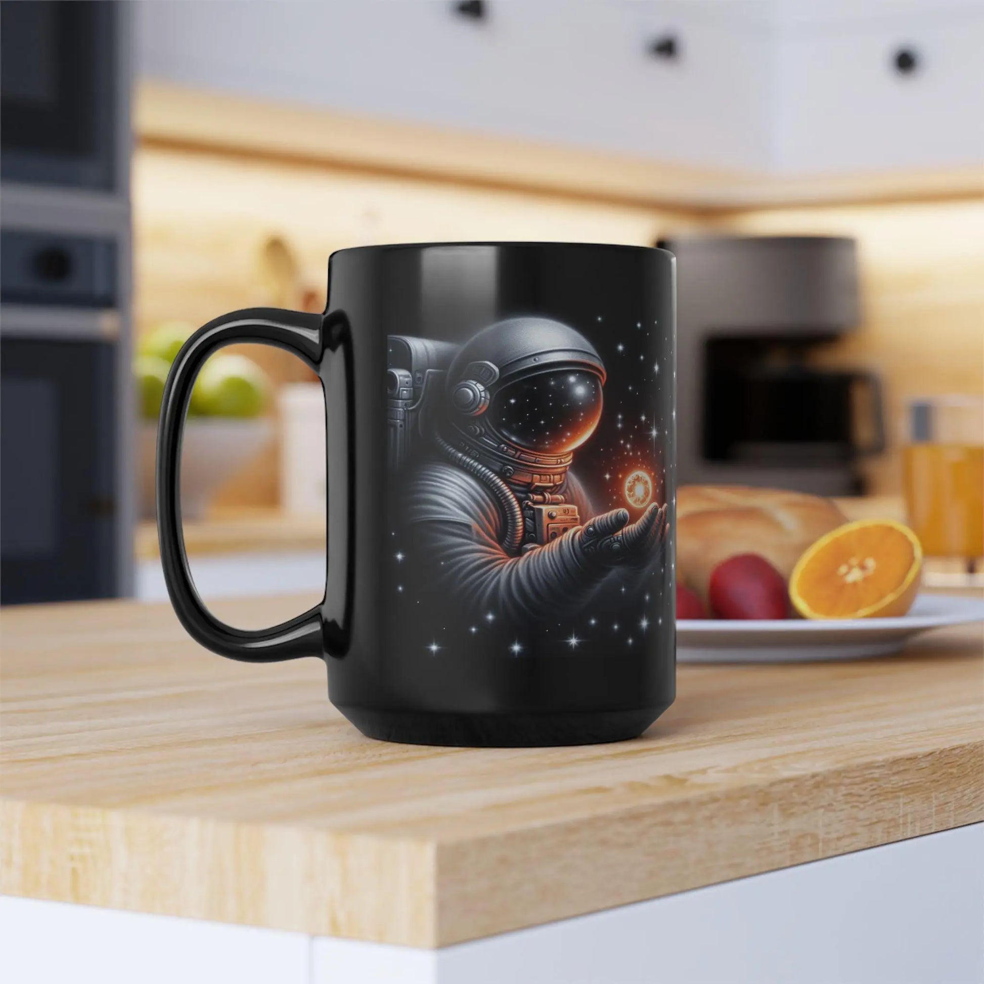 Cosmic Astronaut Coffee Mug: Sci-Fi Space Lover Gift Rainbow Chaos Art Studio