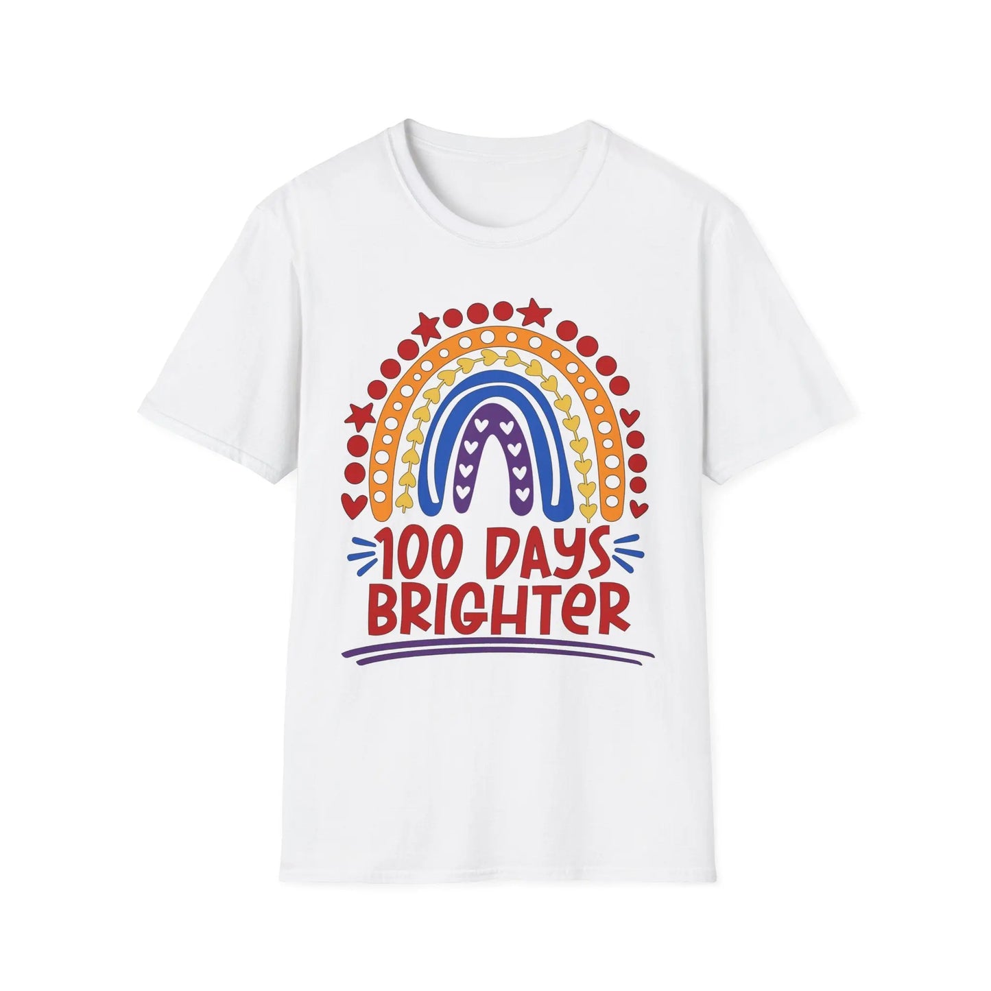 Rainbow Teacher T-Shirt, Gift for Teachers, Back to School, Unisex Tee, Teacher Appreciation Shirt, 100 Days Brighter, School Staff Shirt Printify