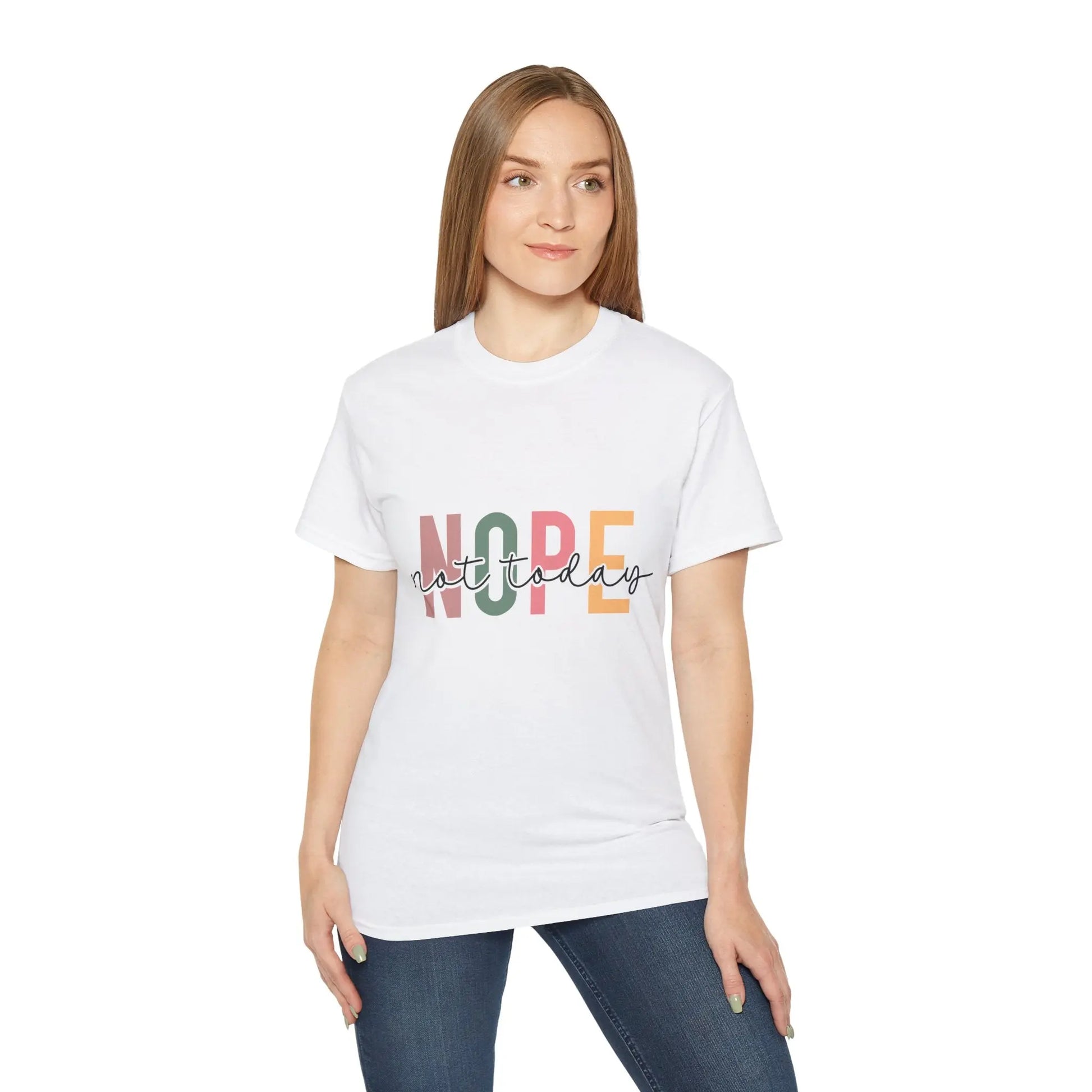 Cute 'Not Today' Unisex Ultra Cotton Tee, Casual T-Shirt for Everyday Wear, Funny Graphic Shirt, Gift for Her, Relaxed Fit Clothing - Rainbow Chaos Art Studio
