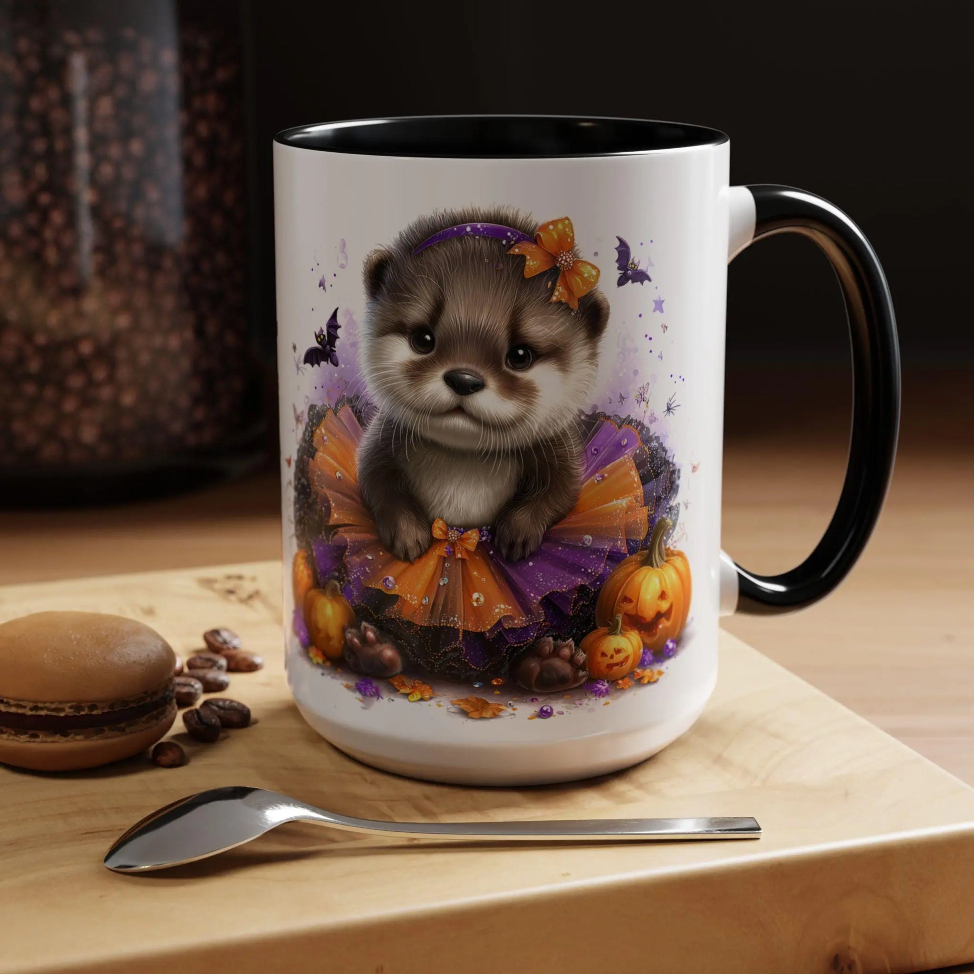 Halloween Cutie Otter Coffee Mug, Cute Animal Mug, Fall Decor, Holiday Drinkware, Halloween Gifts for Kids Rainbow Chaos Art Studio