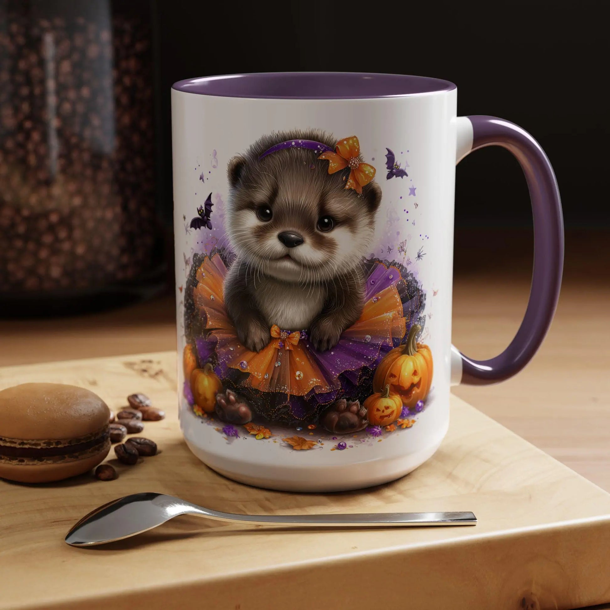 Halloween Cutie Otter Coffee Mug, Cute Animal Mug, Fall Decor, Holiday Drinkware, Halloween Gifts for Kids Rainbow Chaos Art Studio