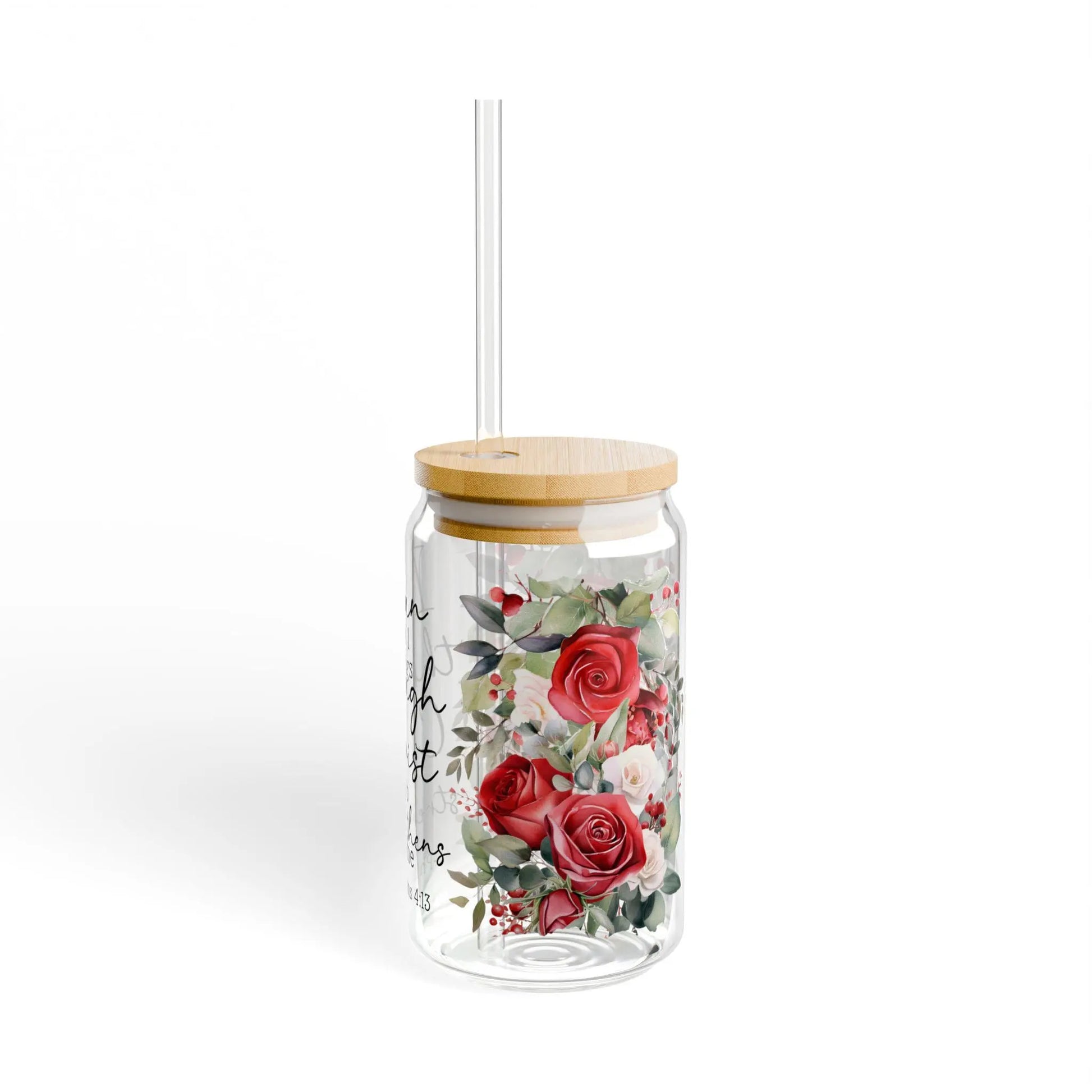 Floral Inspirational Sipper Glass: 16oz Quotes Tumbler Rainbow Chaos Art Studio