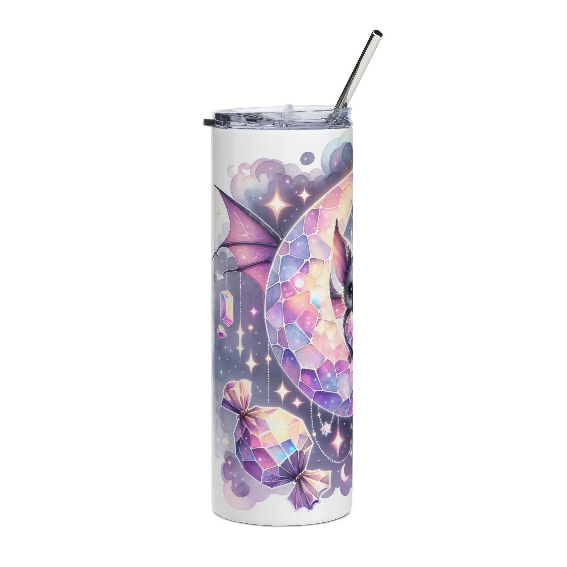 Whimsical Halloween Tumbler, Colorful Drinkware, Birthday Gift, Insulated Travel Mug, Cute Bat Design, Magical Birthday Rainbow Chaos Art Studio