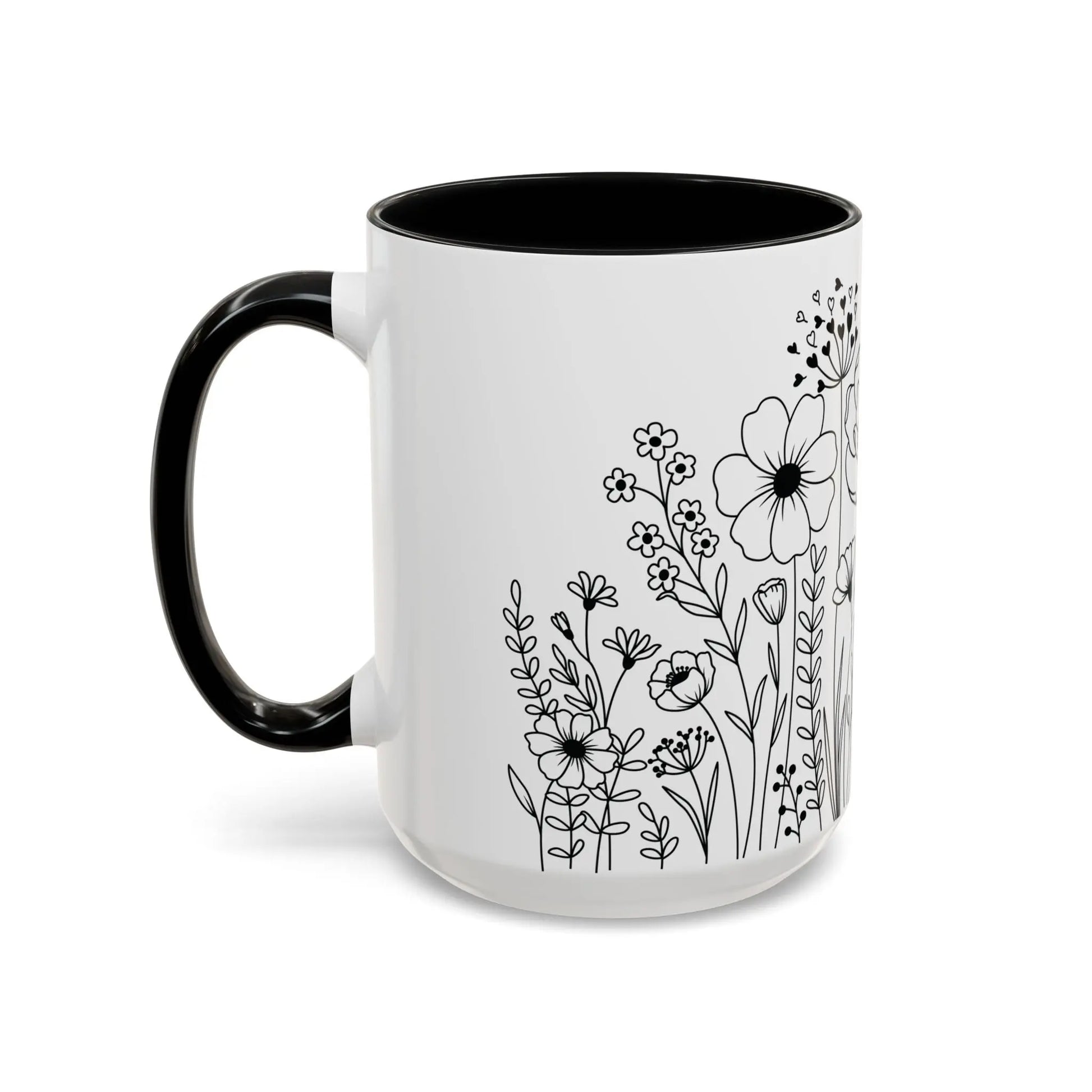Floral Accent Coffee Mug - Botanical Drinkware, Gift for Plant Lovers, Garden Decor, Spring Birthday, Eco-friendly Mug Printify