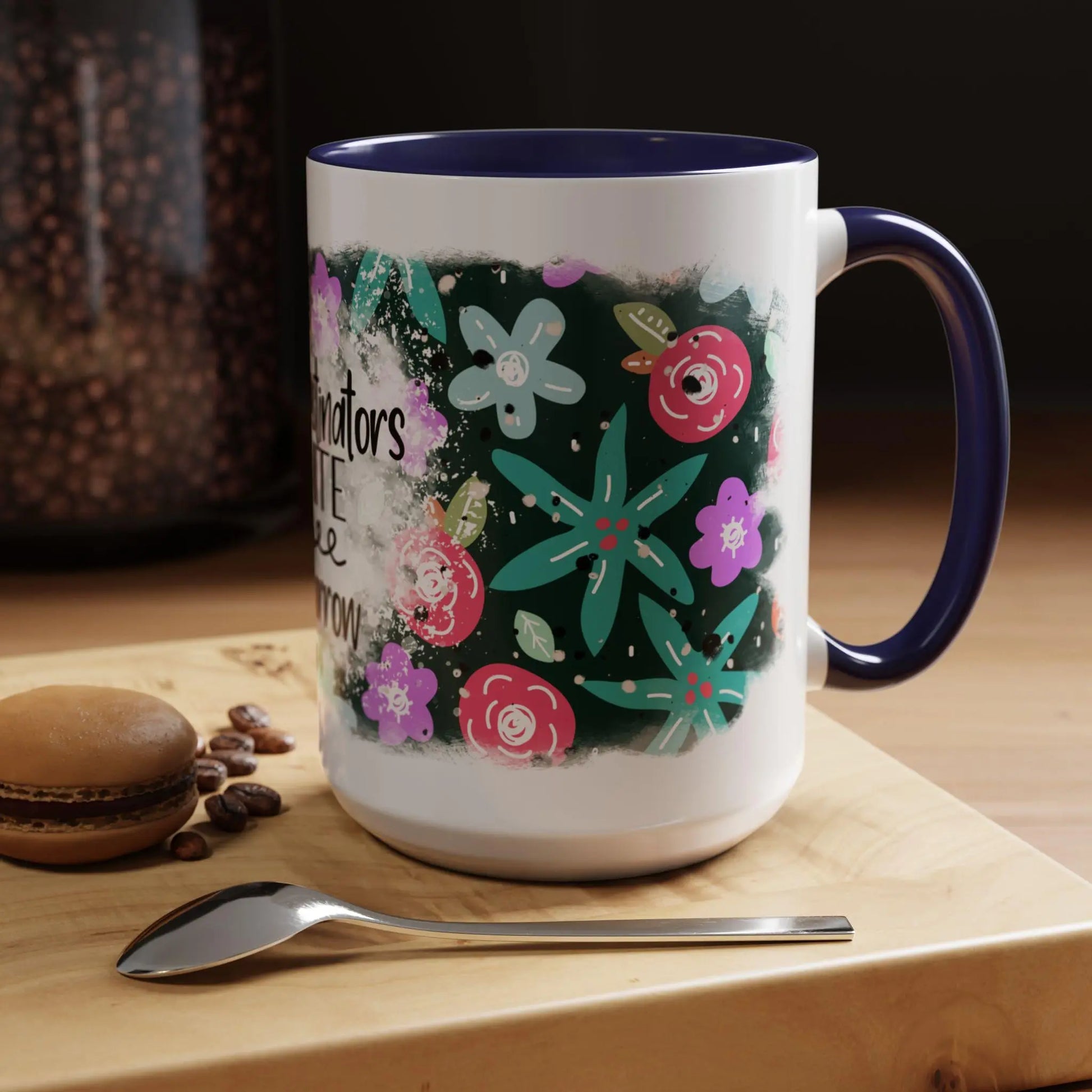 Funny Procrastinators Unite Coffee Mug: Quirky Office Gift Rainbow Chaos Art Studio