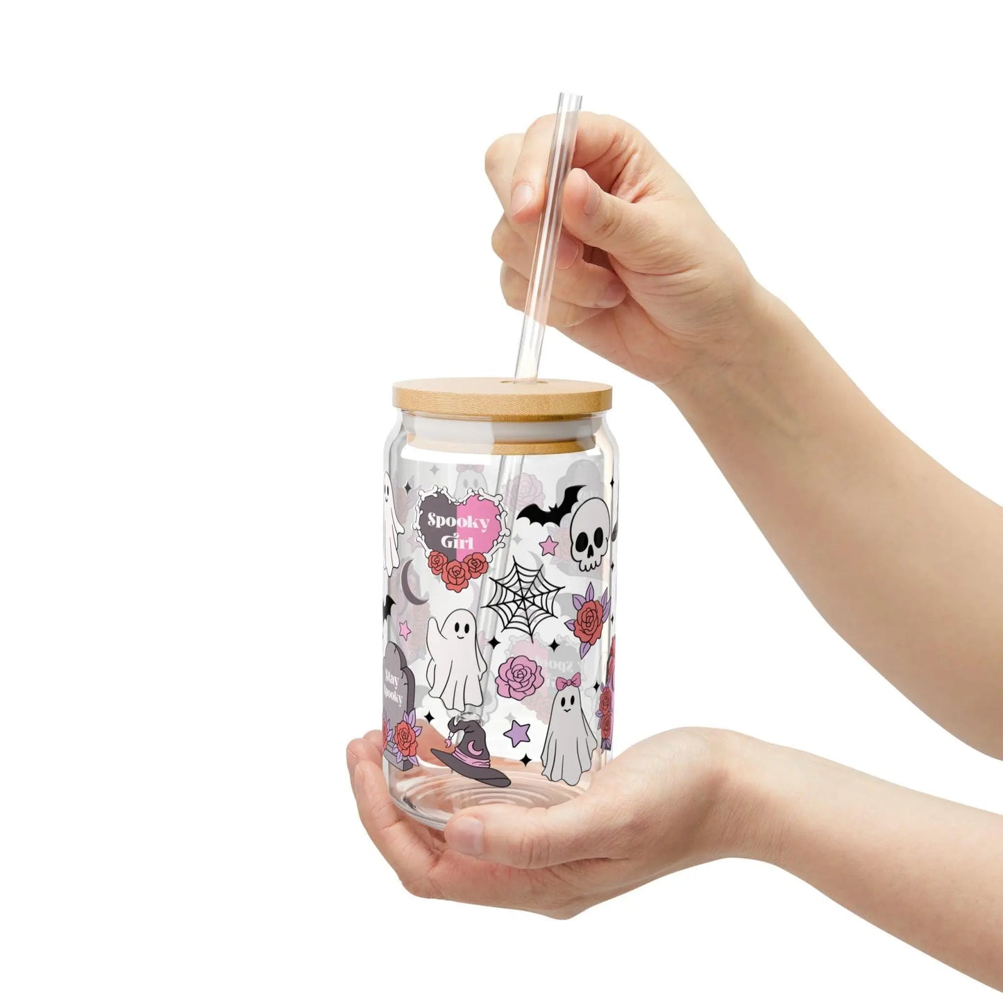 Halloween Sipper Glass: Ghostly Drinkware with Tritan Straw Rainbow Chaos Art Studio