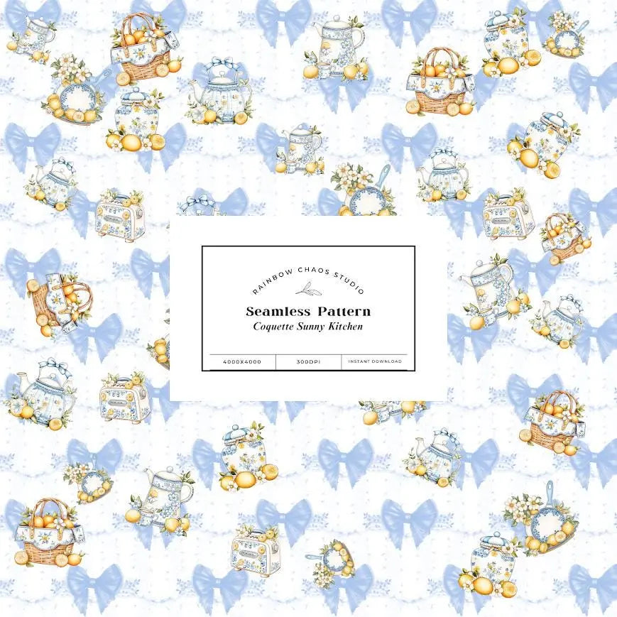 Coquette Sunny Kitchen Pattern | INSTANT DOWNLOAD | Digital Download | Craft Paper | Printable Rainbow Chaos Art Studio