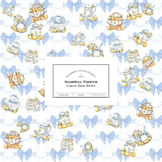 Coquette Sunny Kitchen Pattern | INSTANT DOWNLOAD | Digital Download | Craft Paper | Printable Rainbow Chaos Art Studio