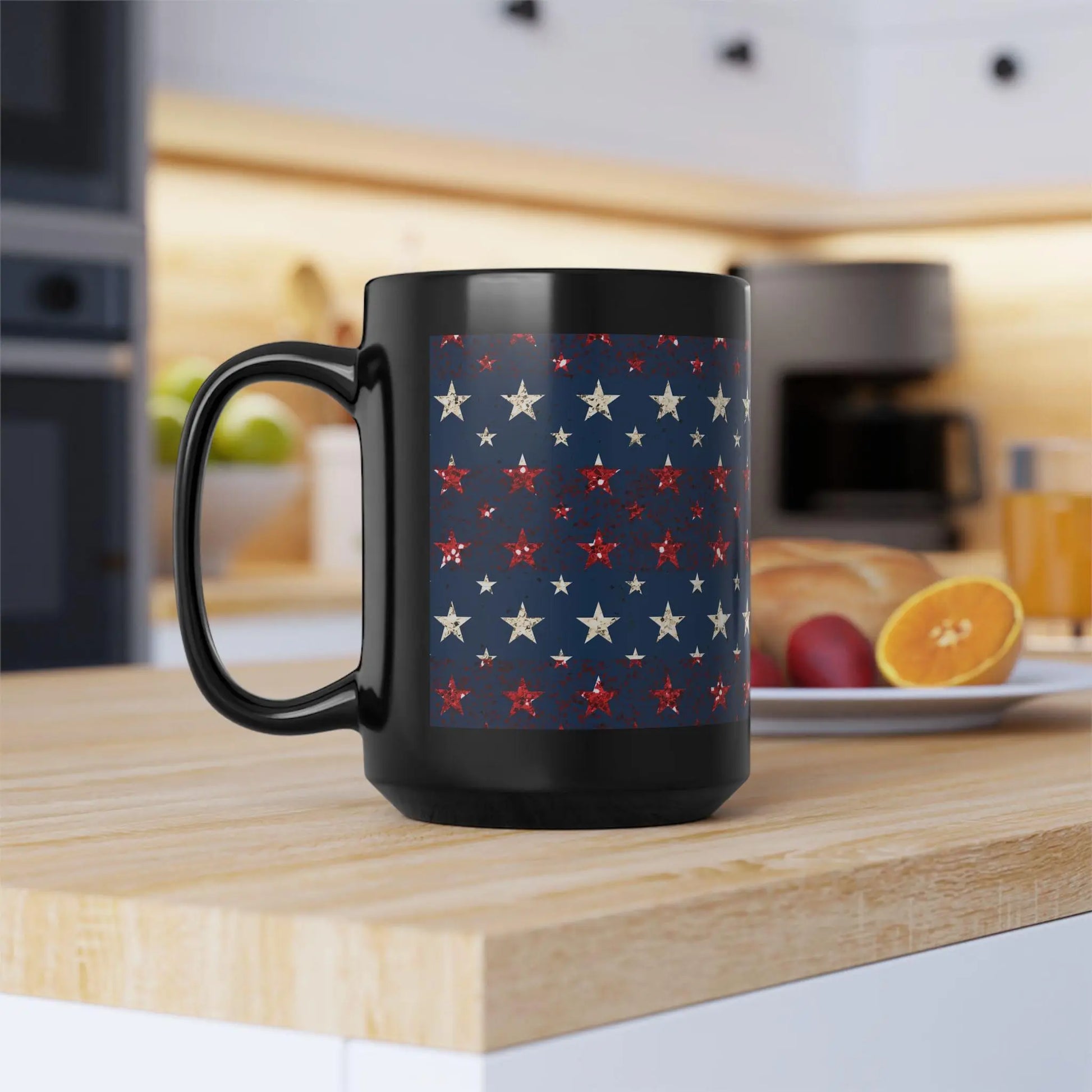 Glitter American Flag Coffee Mug: Patriotic 4th of July Drinkware Rainbow Chaos Art Studio