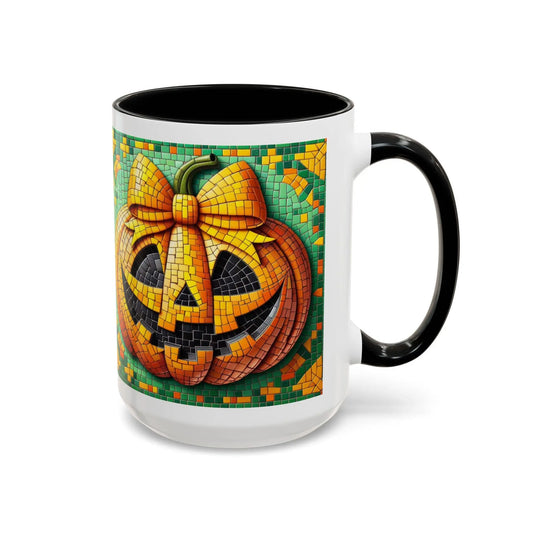 Halloween Pumpkin Accent Coffee Mug, Festive Drinkware, Jack-O-Lantern Porcelain, Fall Decor, Spooky Kitchen Gift Rainbow Chaos Art Studio