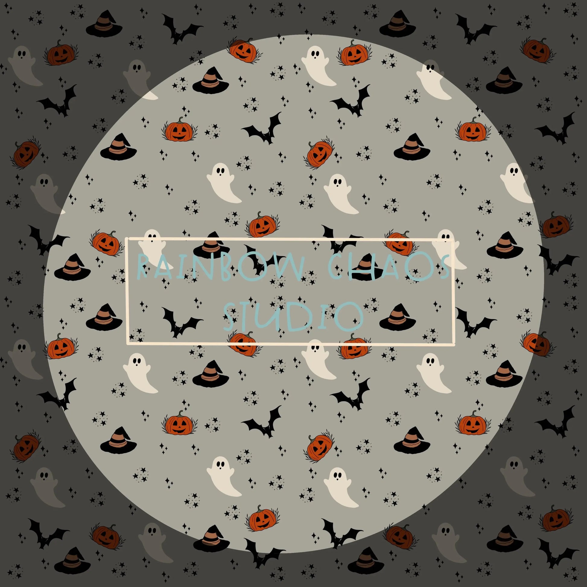 Halloween Seamless Pattern | Pumpkins and Ghosts | Printable Digital Paper Rainbow Chaos Art Studio