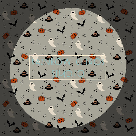 Halloween Seamless Pattern | Pumpkins and Ghosts | Printable Digital Paper Rainbow Chaos Art Studio
