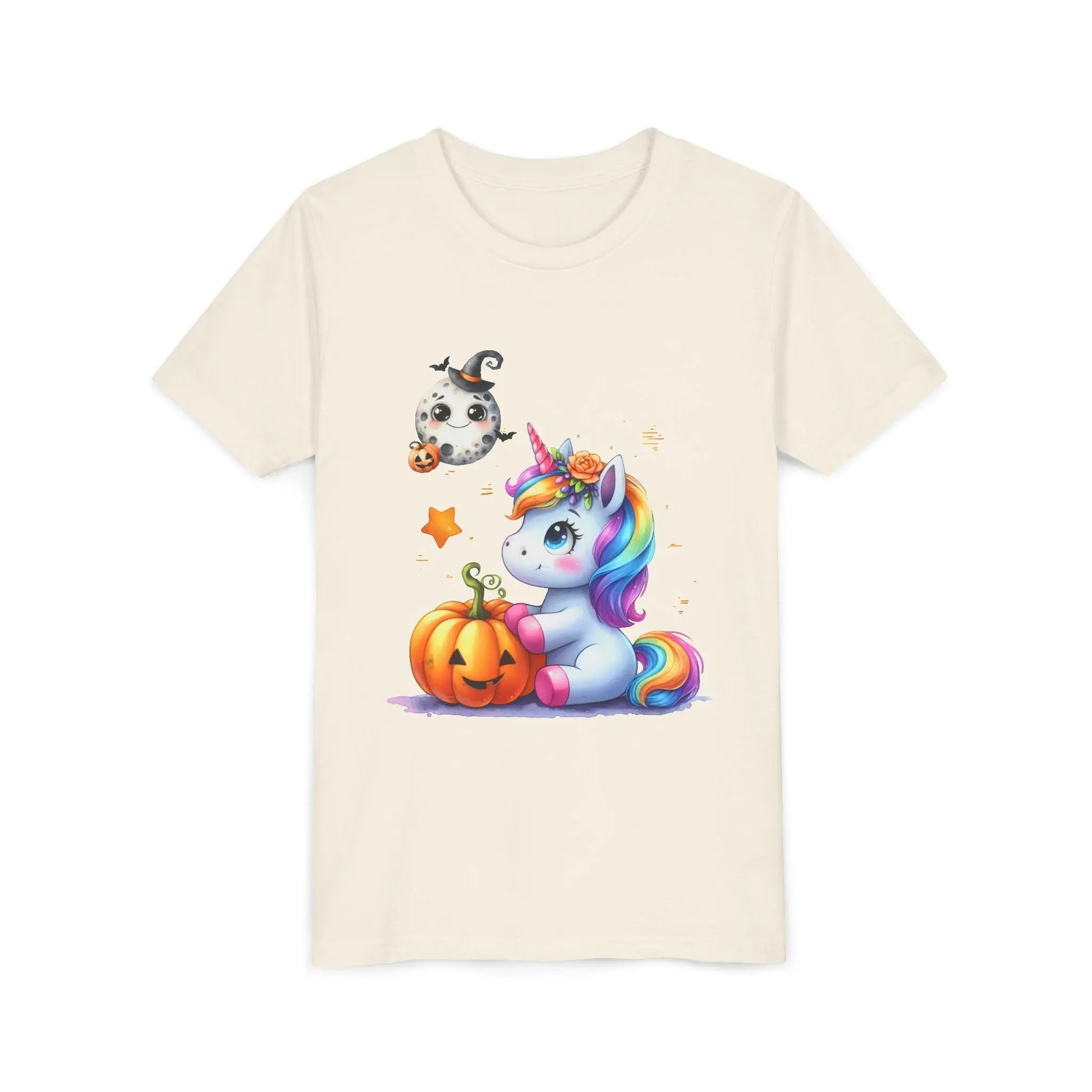 Unicorn Halloween Tee: Girls' Short Sleeve Cotton Shirt Rainbow Chaos Art Studio