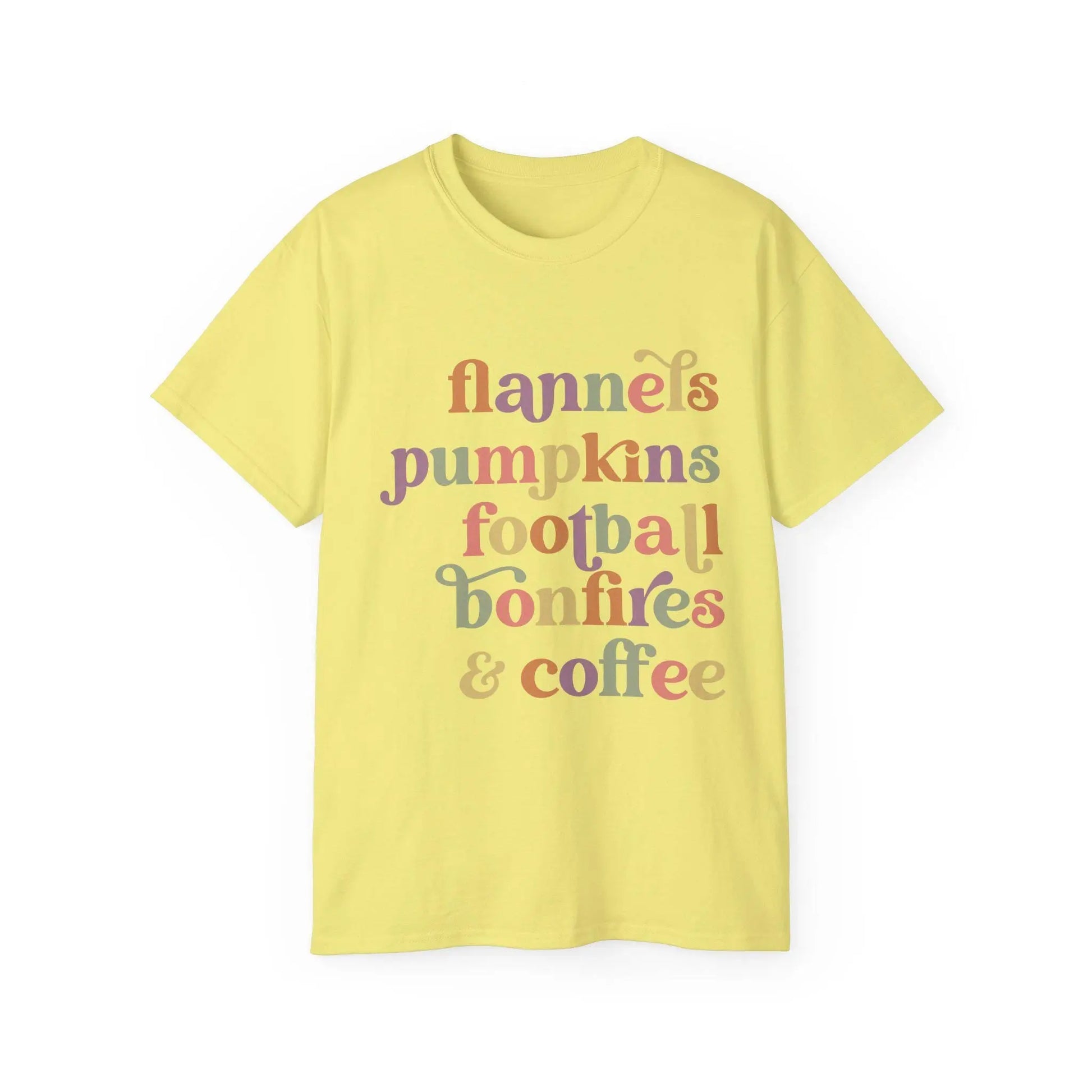 Fall Vibes Graphic Tee: Pumpkins, Football, Bonfires Rainbow Chaos Art Studio