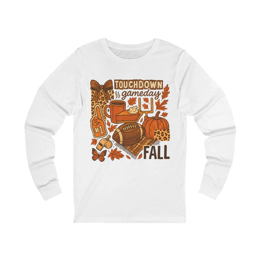 Autumn Game Day Long Sleeve Tee: Cozy Unisex Football Shirt Rainbow Chaos Art Studio