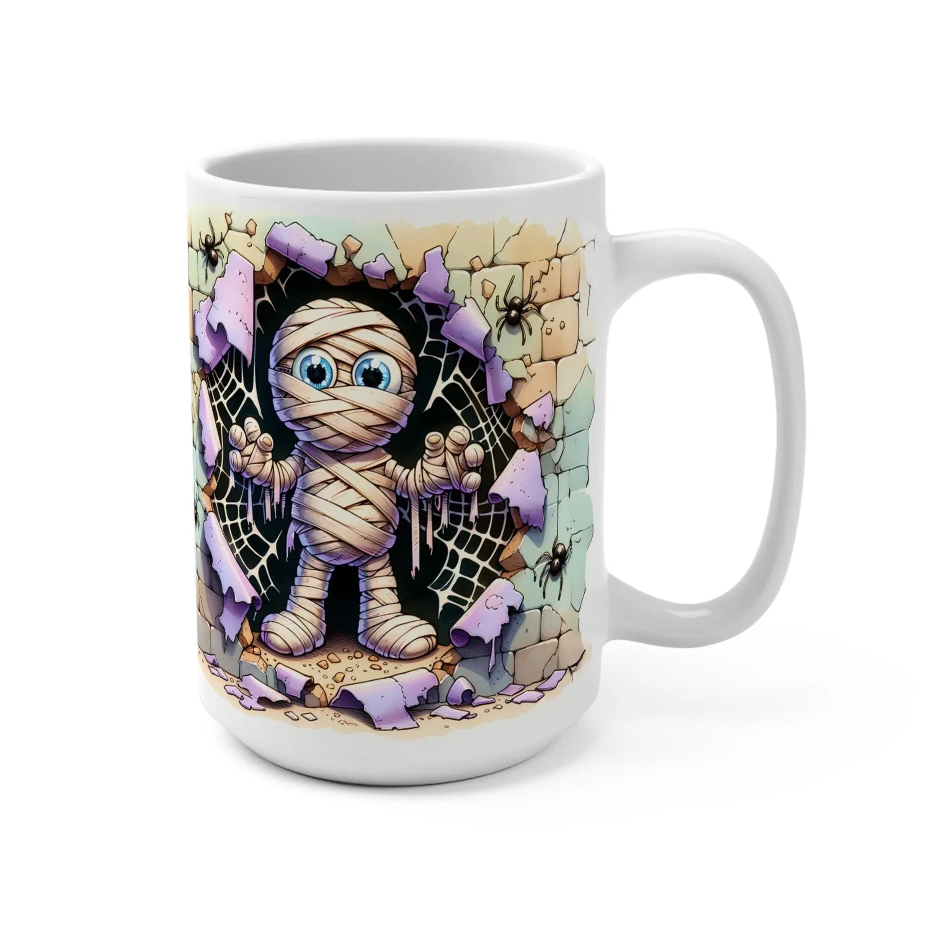 Mummy Halloween Coffee Mug: Spooky Witchy Decor, Fall Tea Cup Rainbow Chaos Art Studio