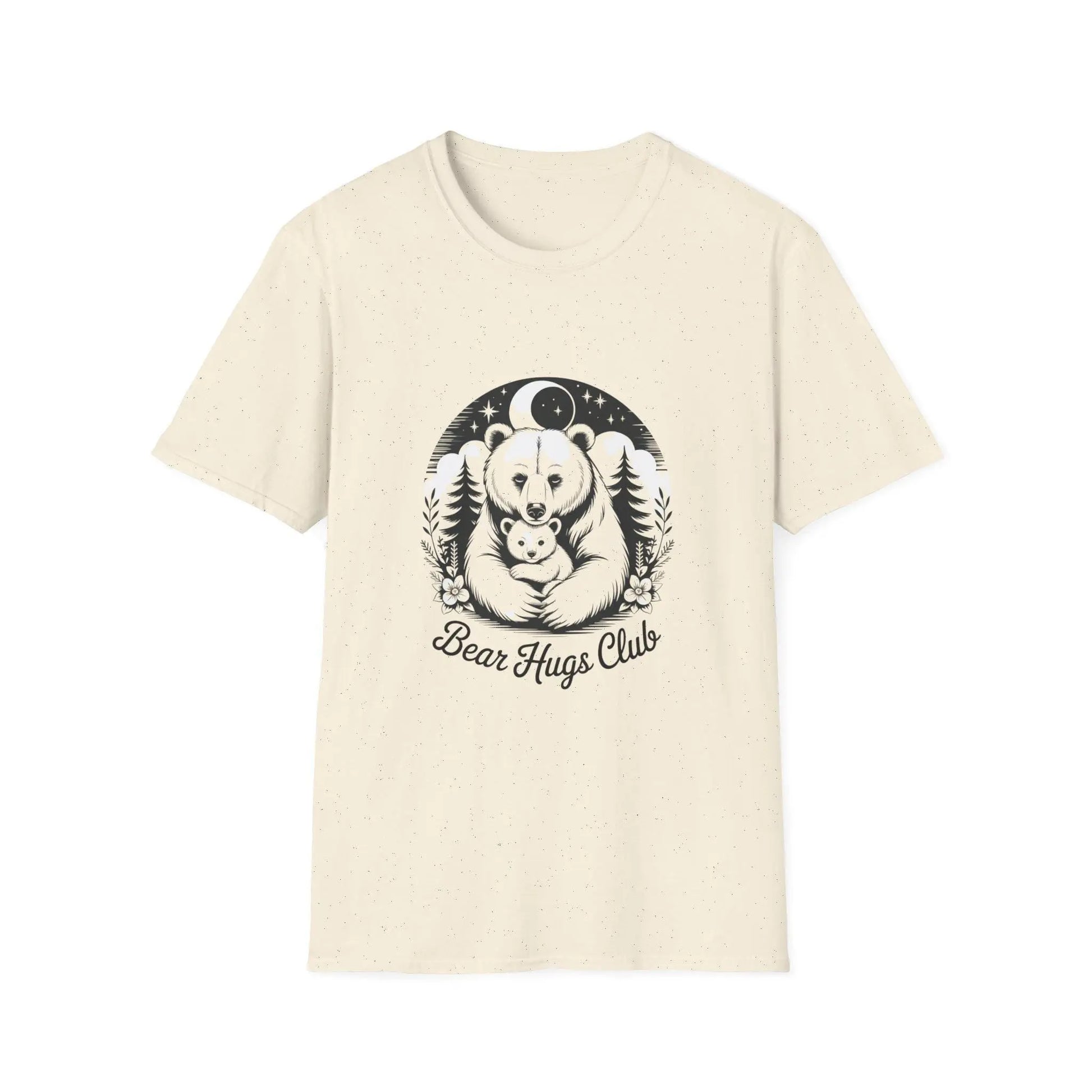 Bear Hugs Club T-Shirt: Unisex Softstyle Cotton Tee Rainbow Chaos Art Studio