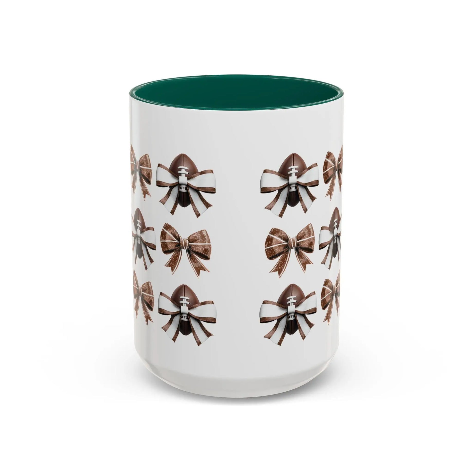 Football Bow Mugs | Elegant Coffee Cup, Gift for Her, Home Decor, Birthday Gifts | 11 oz & 15 oz Rainbow Chaos Art Studio