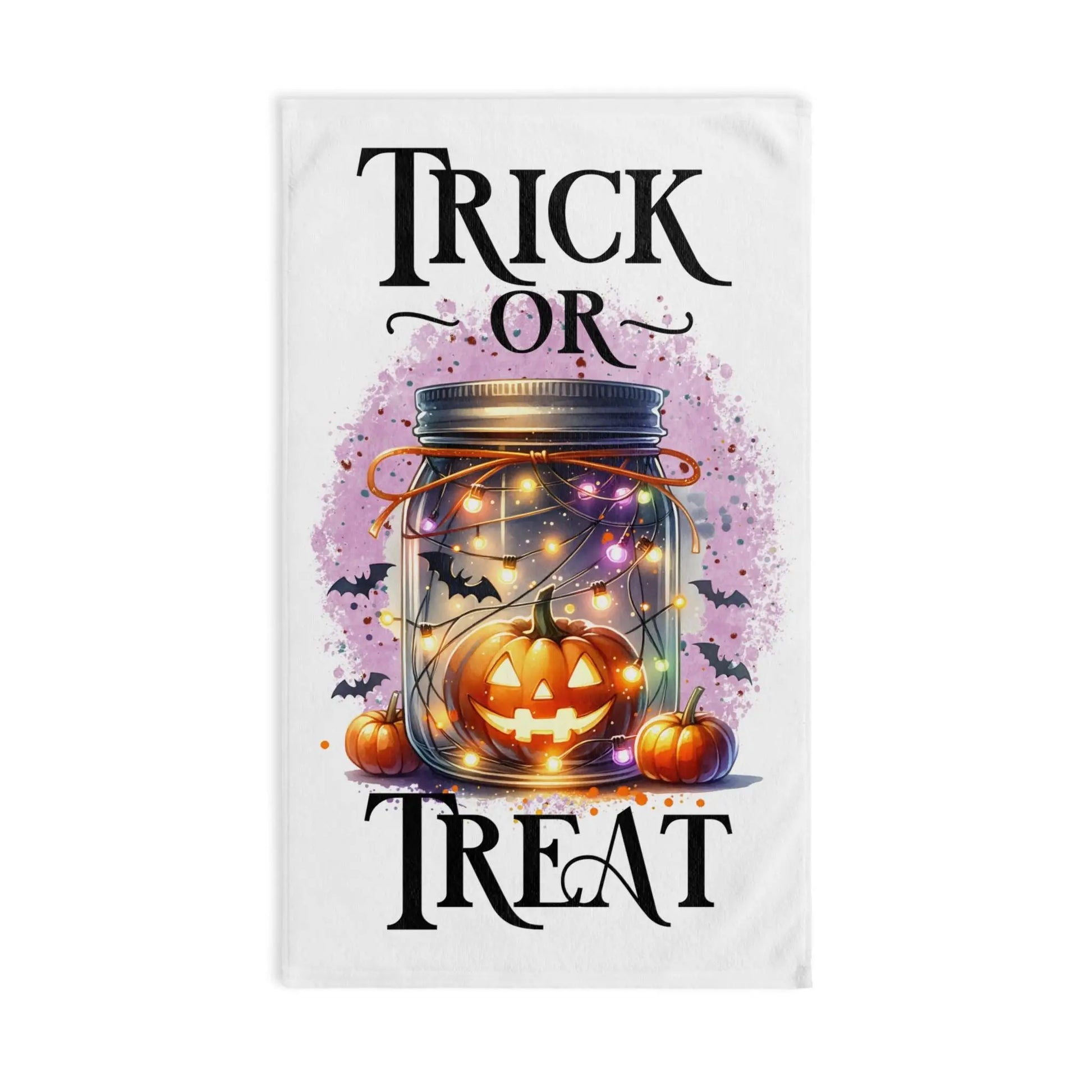 Halloween Hand Towel: Spooky Jack-o'-Lantern Kitchen Decor Rainbow Chaos Art Studio