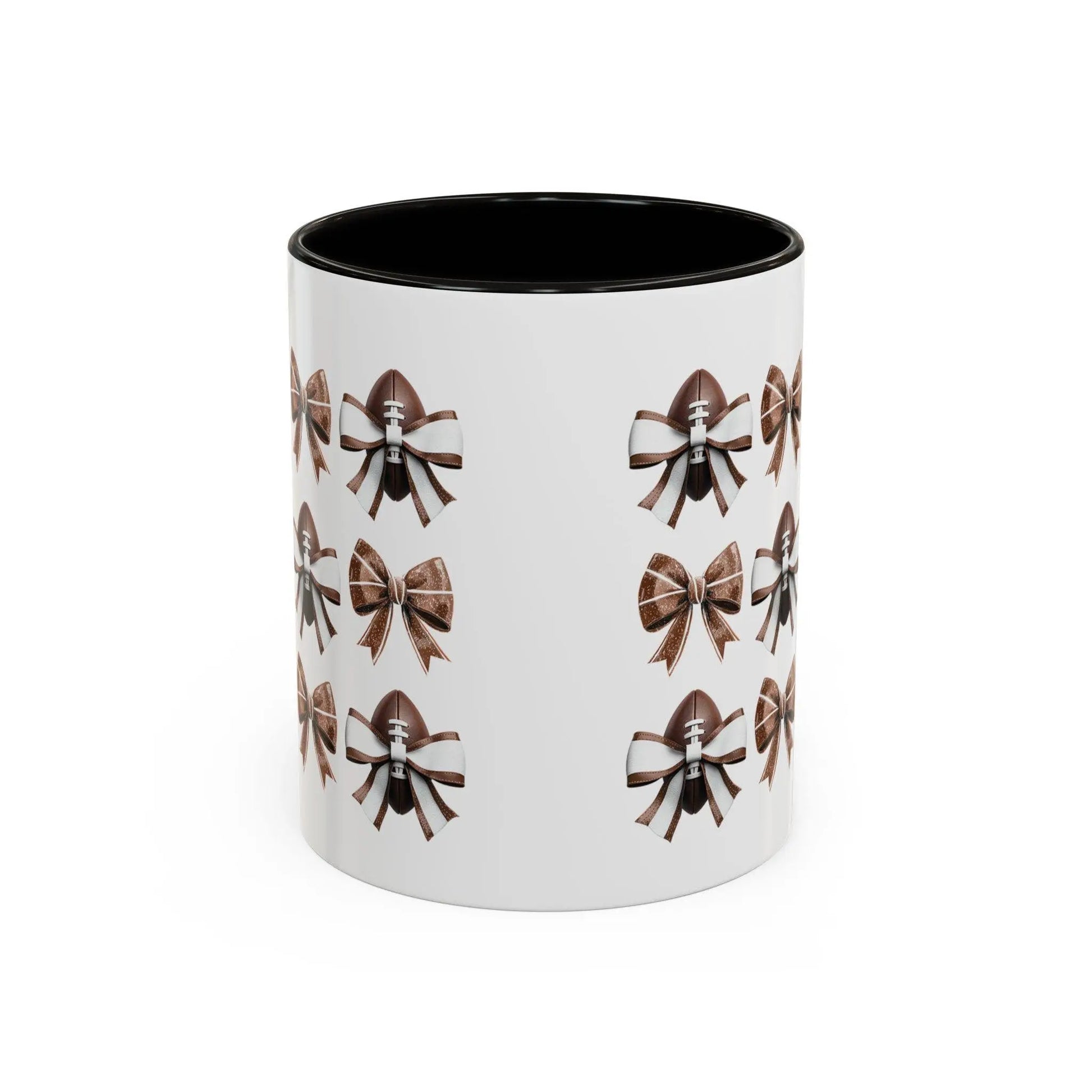 Football Bow Mugs | Elegant Coffee Cup, Gift for Her, Home Decor, Birthday Gifts | 11 oz & 15 oz Rainbow Chaos Art Studio