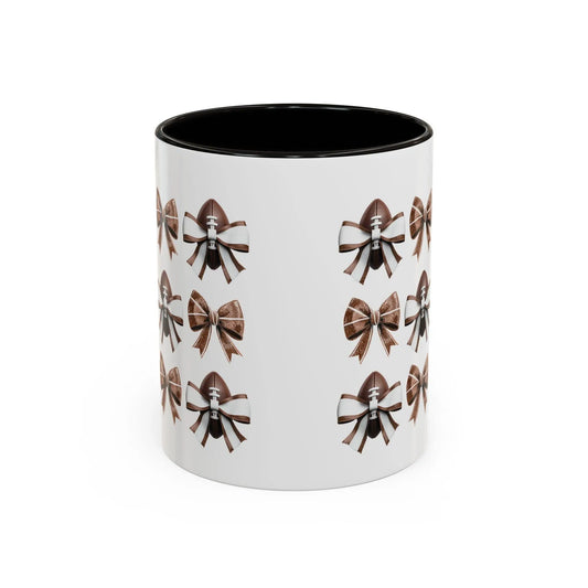 Football Bow Mugs | Elegant Coffee Cup, Gift for Her, Home Decor, Birthday Gifts | 11 oz & 15 oz Rainbow Chaos Art Studio