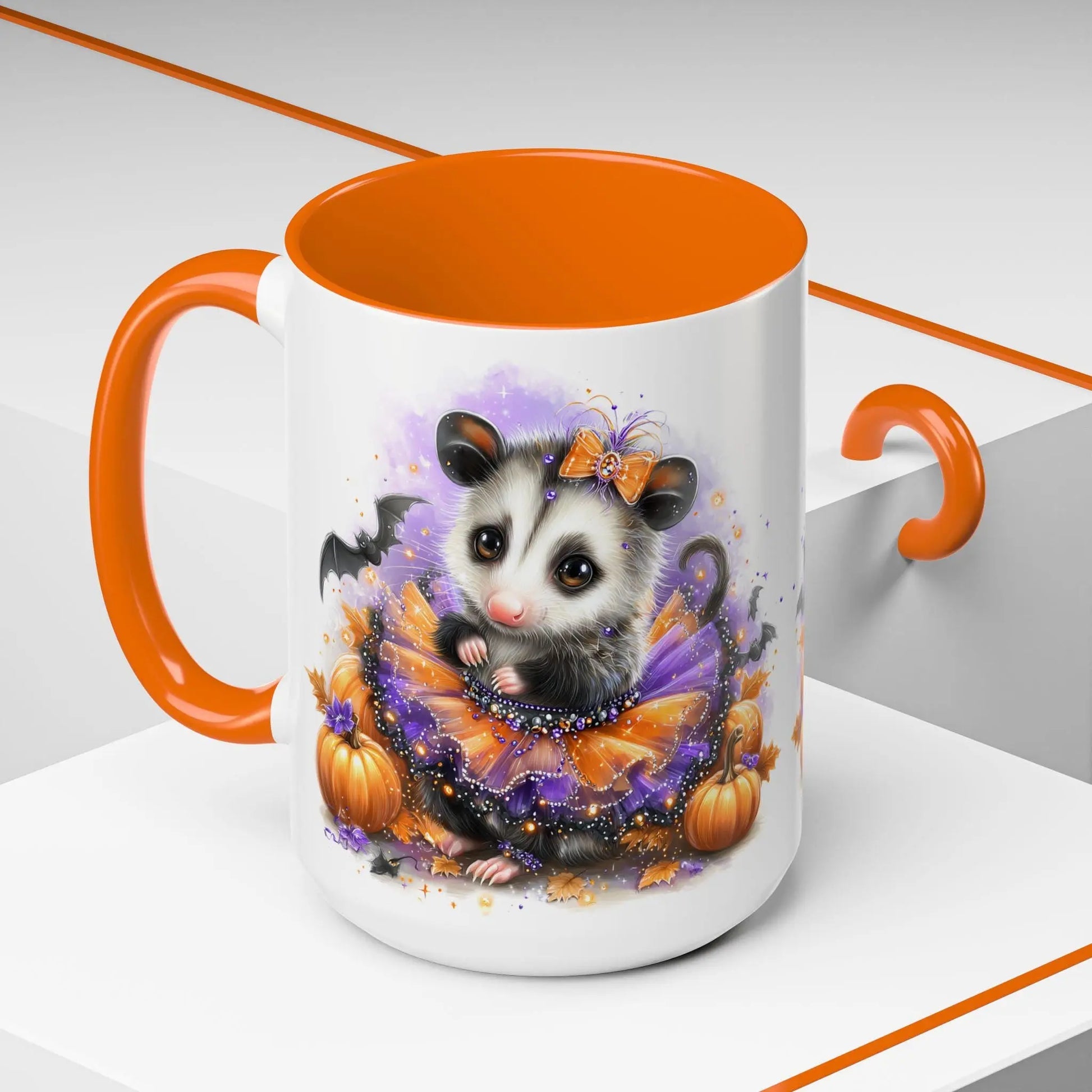 Halloween Possum Coffee Mug, Cute Seasonal Mug, Animal Lover Gift, Pumpkin Mug, Fall Decor, Cozy Drinkware Rainbow Chaos Art Studio
