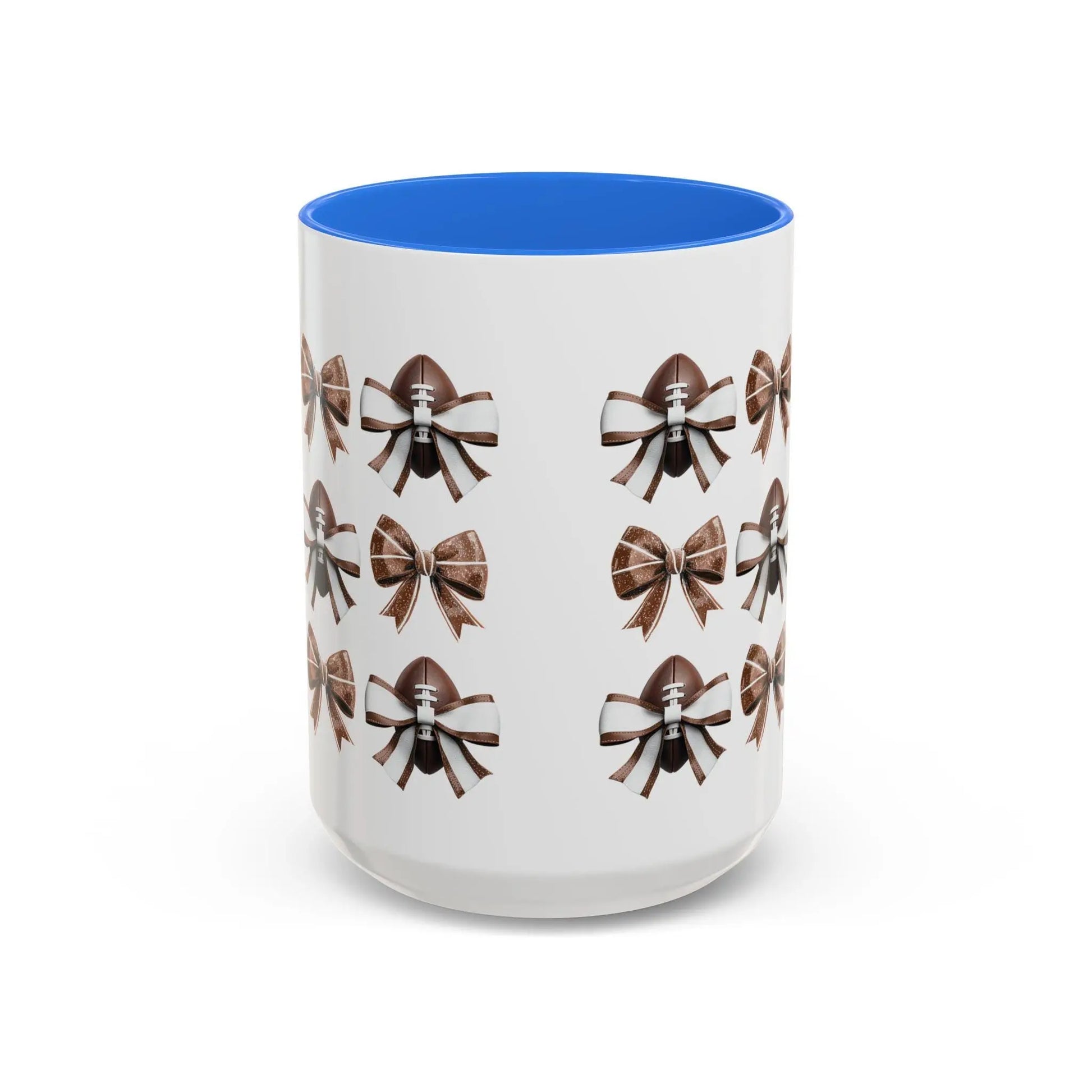 Football Bow Mugs | Elegant Coffee Cup, Gift for Her, Home Decor, Birthday Gifts | 11 oz & 15 oz Rainbow Chaos Art Studio