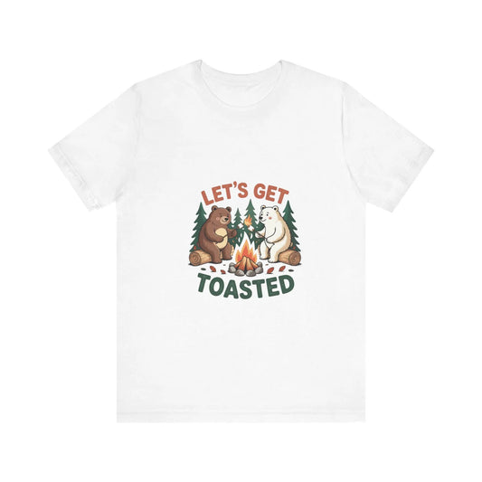 Funny Camping T-Shirt: Let's Get Toasted Graphic Tee - Nature Lover Gift Rainbow Chaos Art Studio