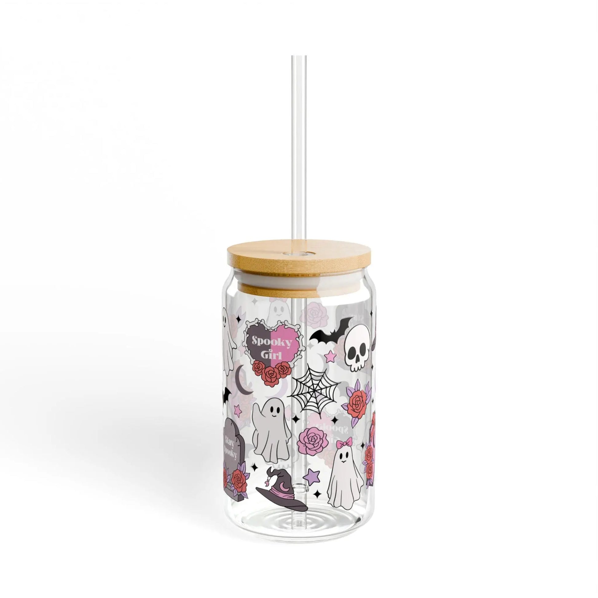 Halloween Sipper Glass: Ghostly Drinkware with Tritan Straw Rainbow Chaos Art Studio