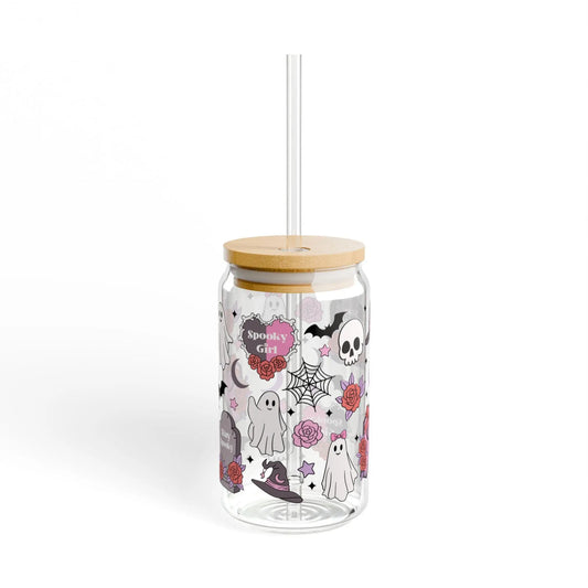 Halloween Sipper Glass: Ghostly Drinkware with Tritan Straw Rainbow Chaos Art Studio