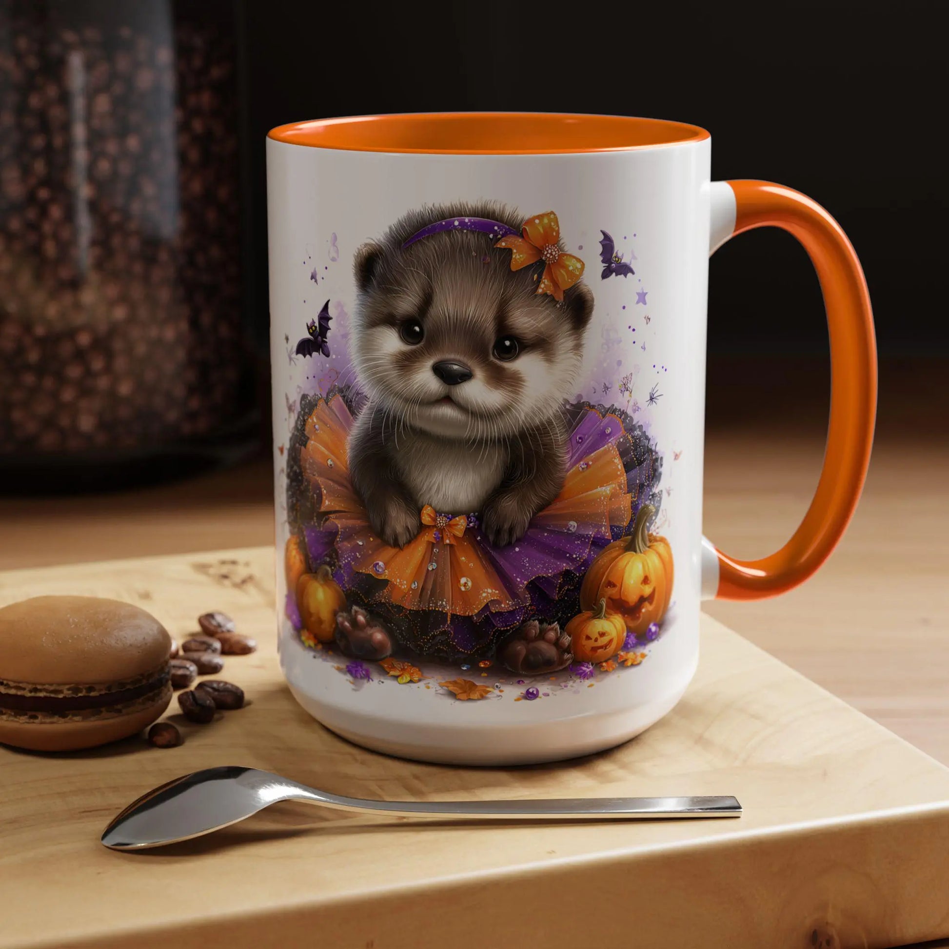 Halloween Cutie Otter Coffee Mug, Cute Animal Mug, Fall Decor, Holiday Drinkware, Halloween Gifts for Kids Rainbow Chaos Art Studio