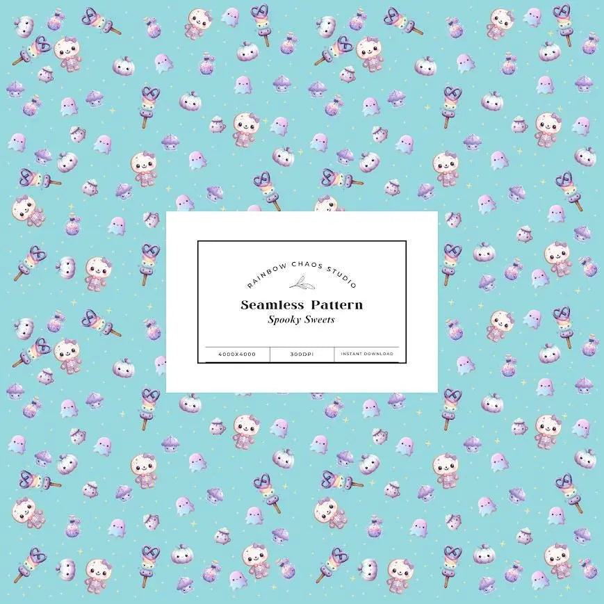 Halloween Seamless Pattern: Spooky Sweets Digital Paper (Instant Download) Rainbow Chaos Art Studio